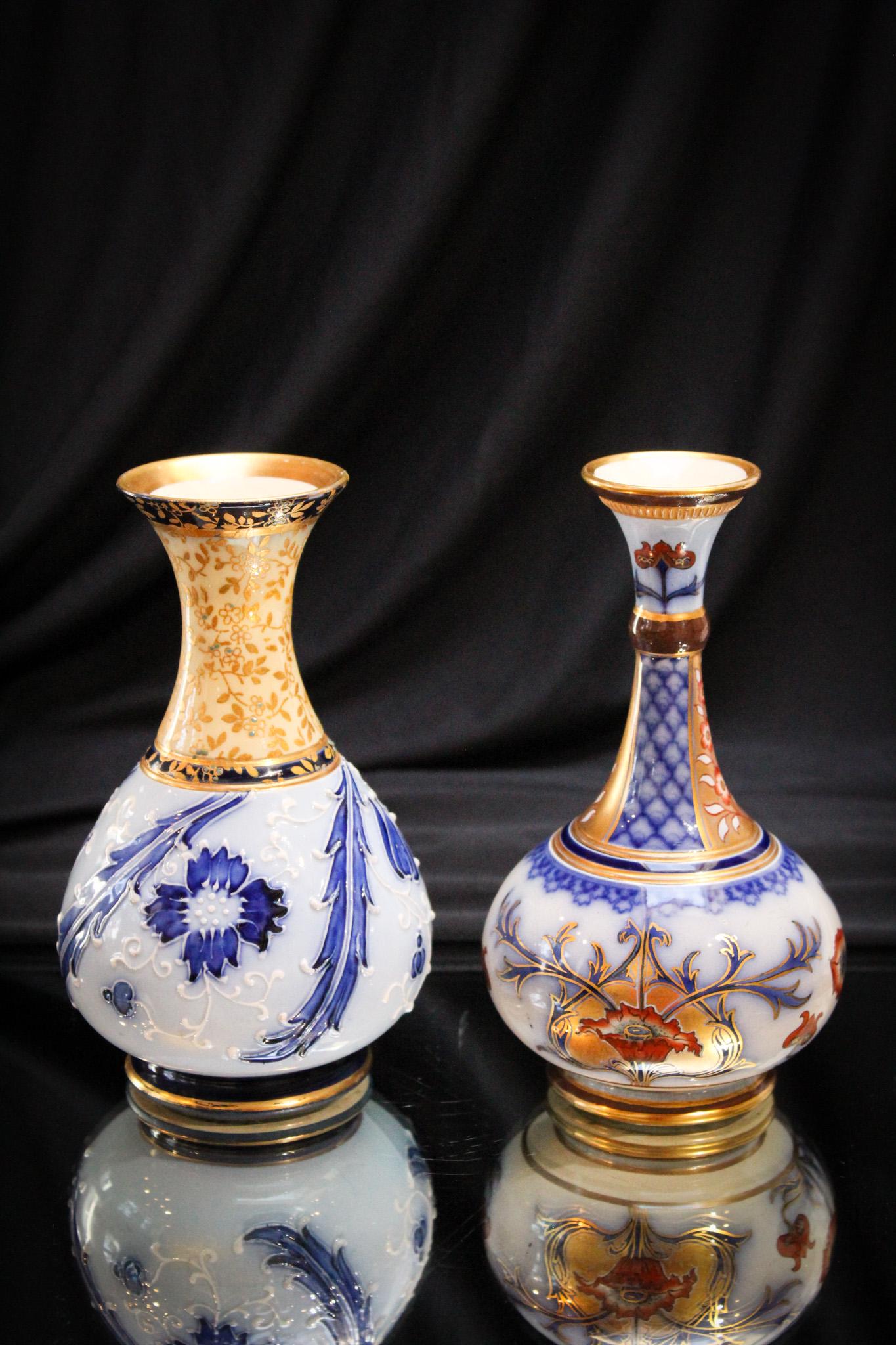 2 pc Lot Moorcroft MacIntyre Gesso Faiance & Floral Vases (1 of 8)