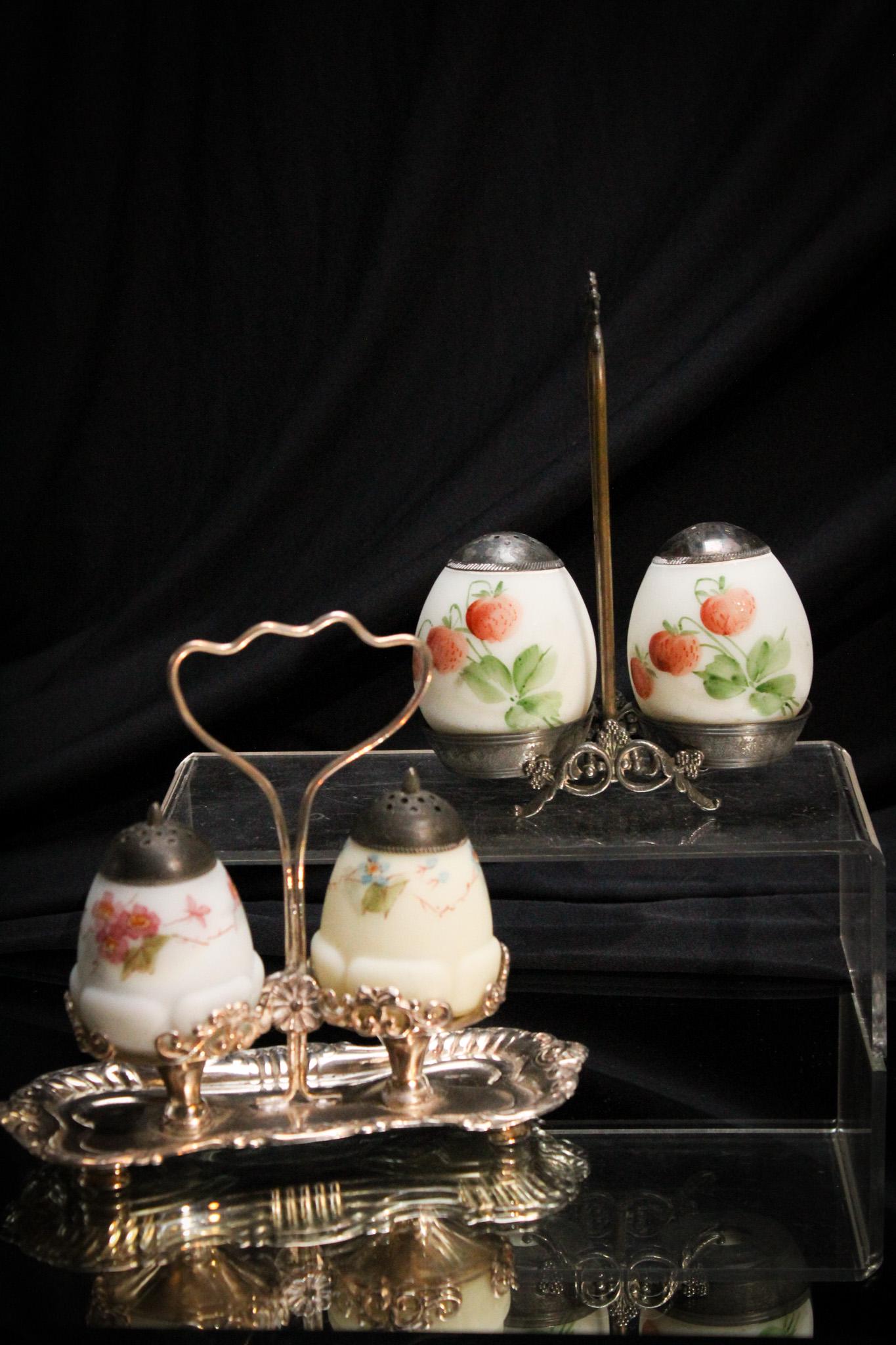 2 pc Lot Victorian Mt. Washington Salt Shaker Castors (1 of 10)