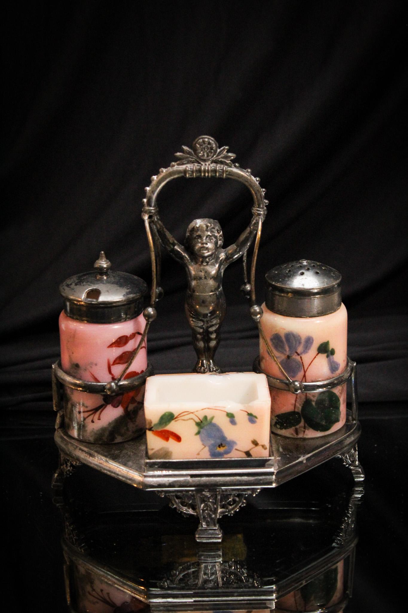 Ornate Meriden Silverplate Victorian Glass Condiment (1 of 8)