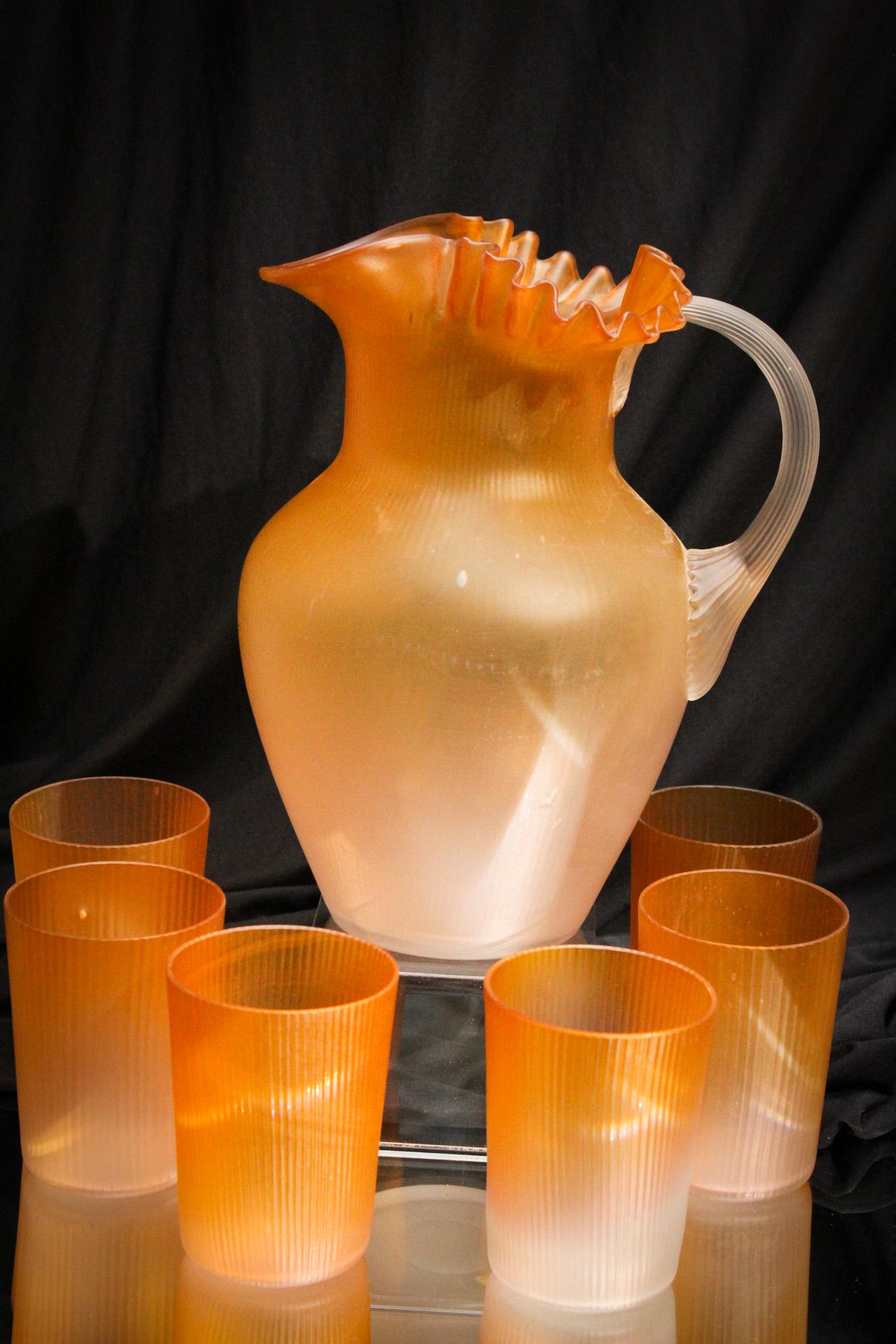 Victorian Phoenix Glass Tangerine 7 pc water Set (1 of 9)