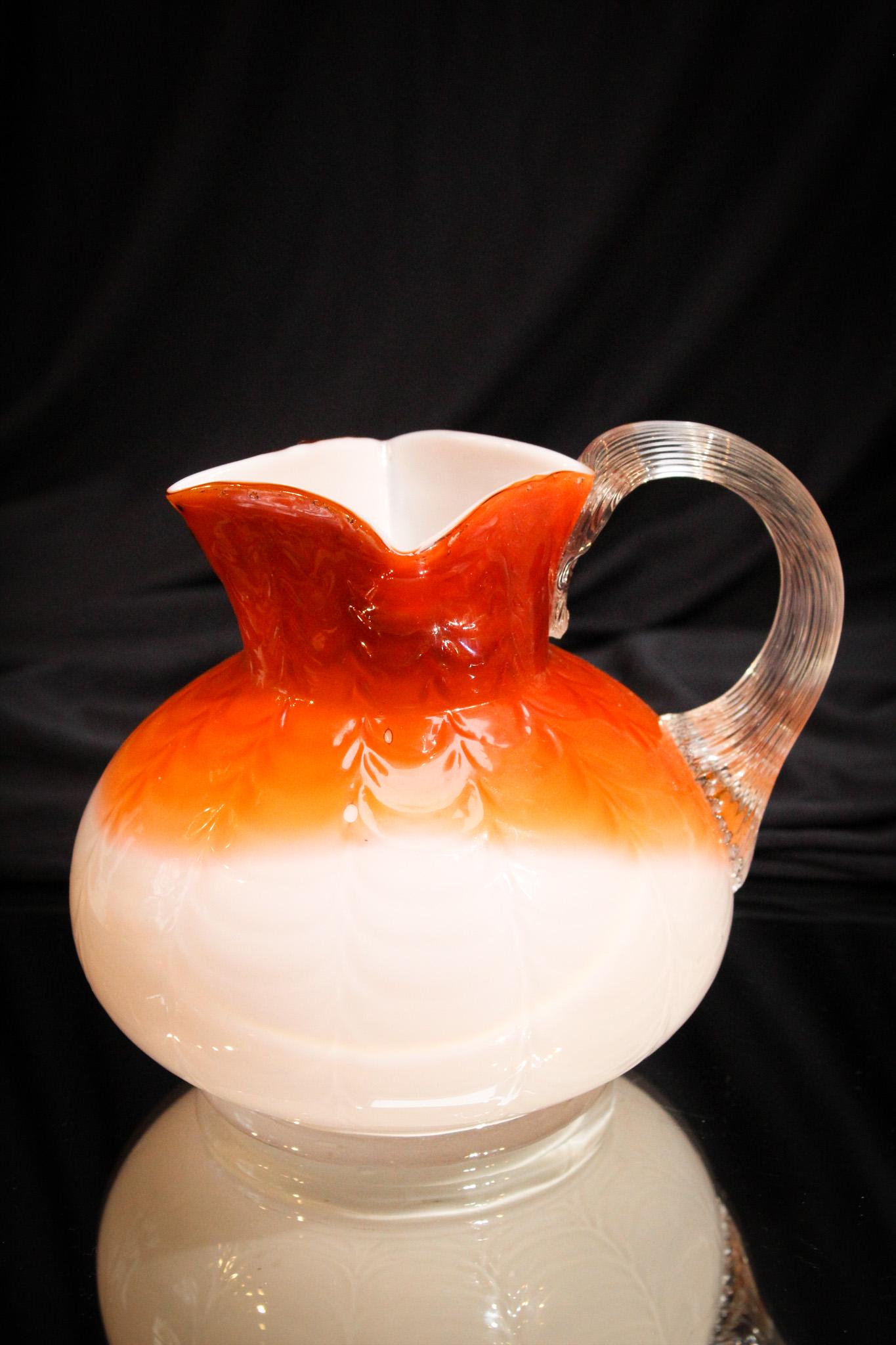 Phoenix Drapery Glass Orange Cased Pitcher (1 of 5)