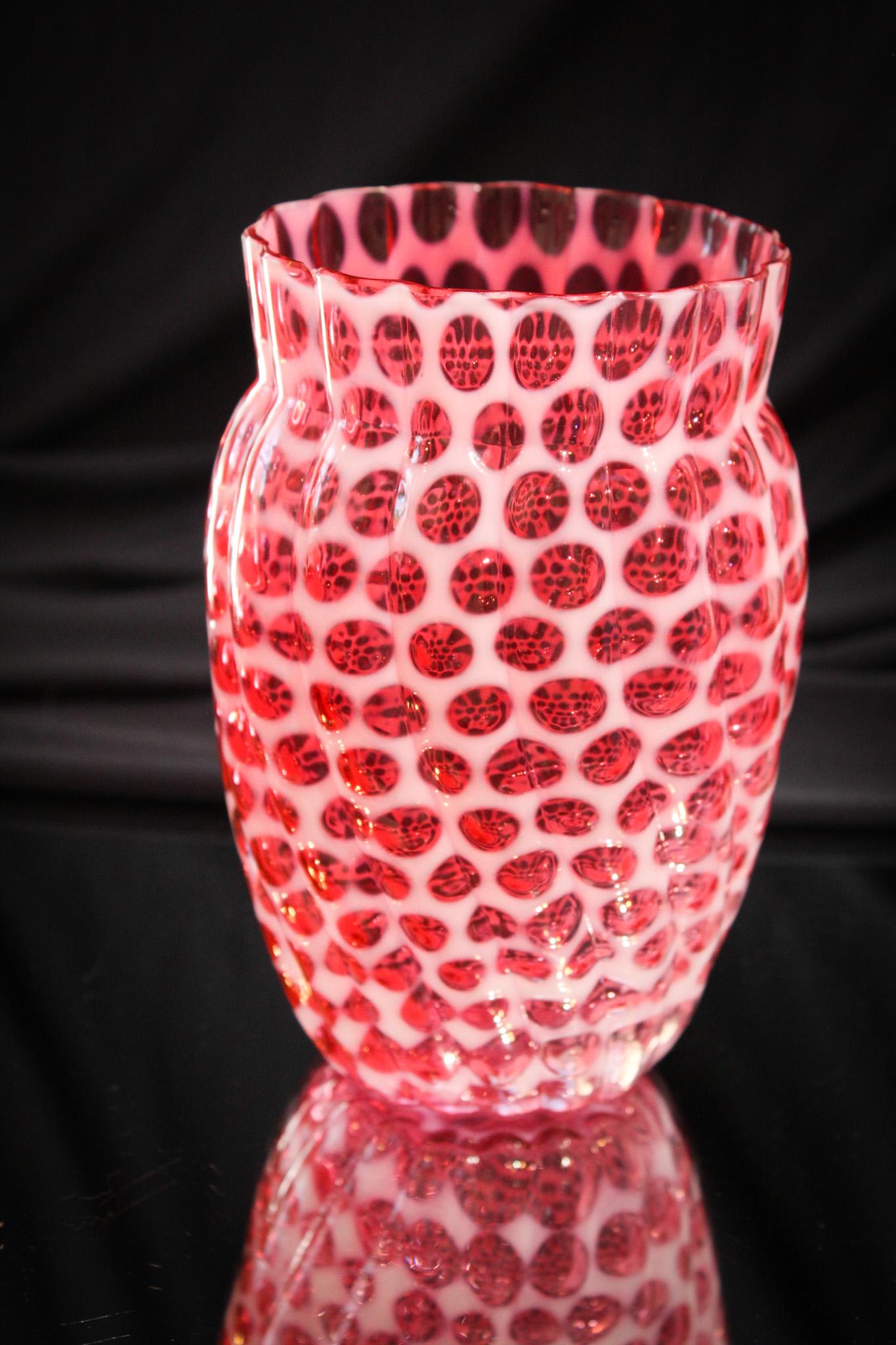 Hobb's Cranberry Opalescent Windows Celery Vase (1 of 5)