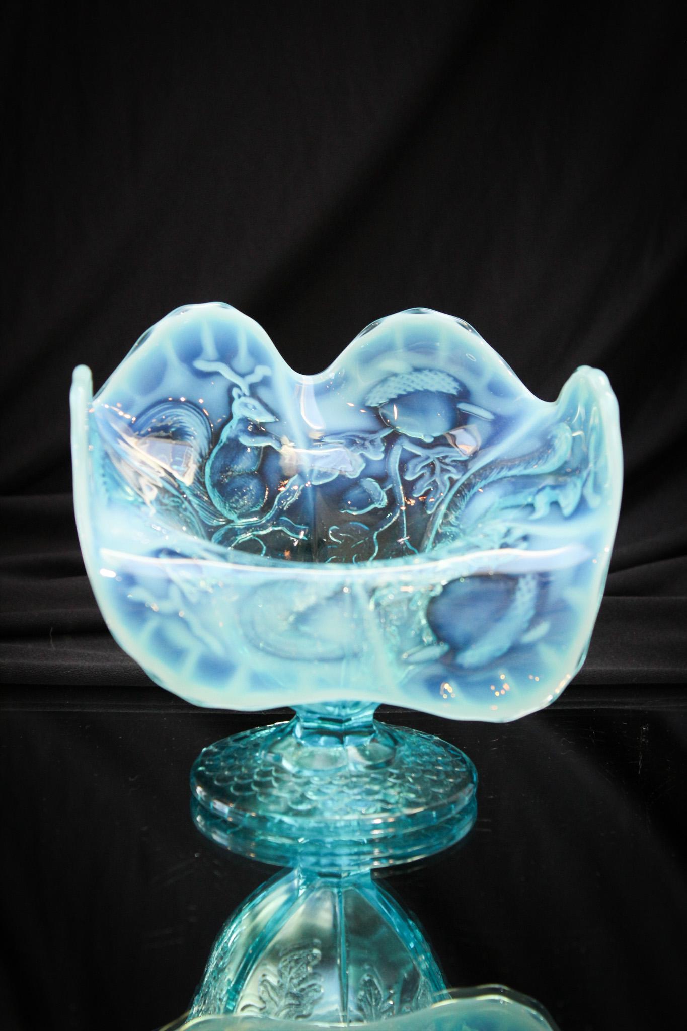 Blue Opalescent Victorian Whimsy Squirrel & Acorn (1 of 5)