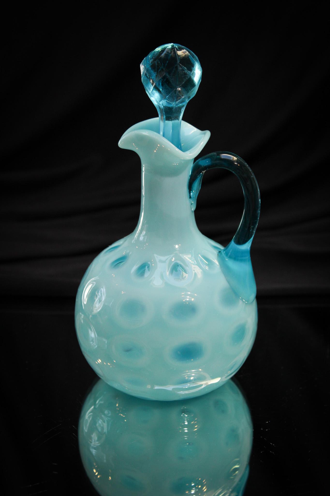 Victorian Blue Opalescent Polka Dot Cruet (1 of 5)