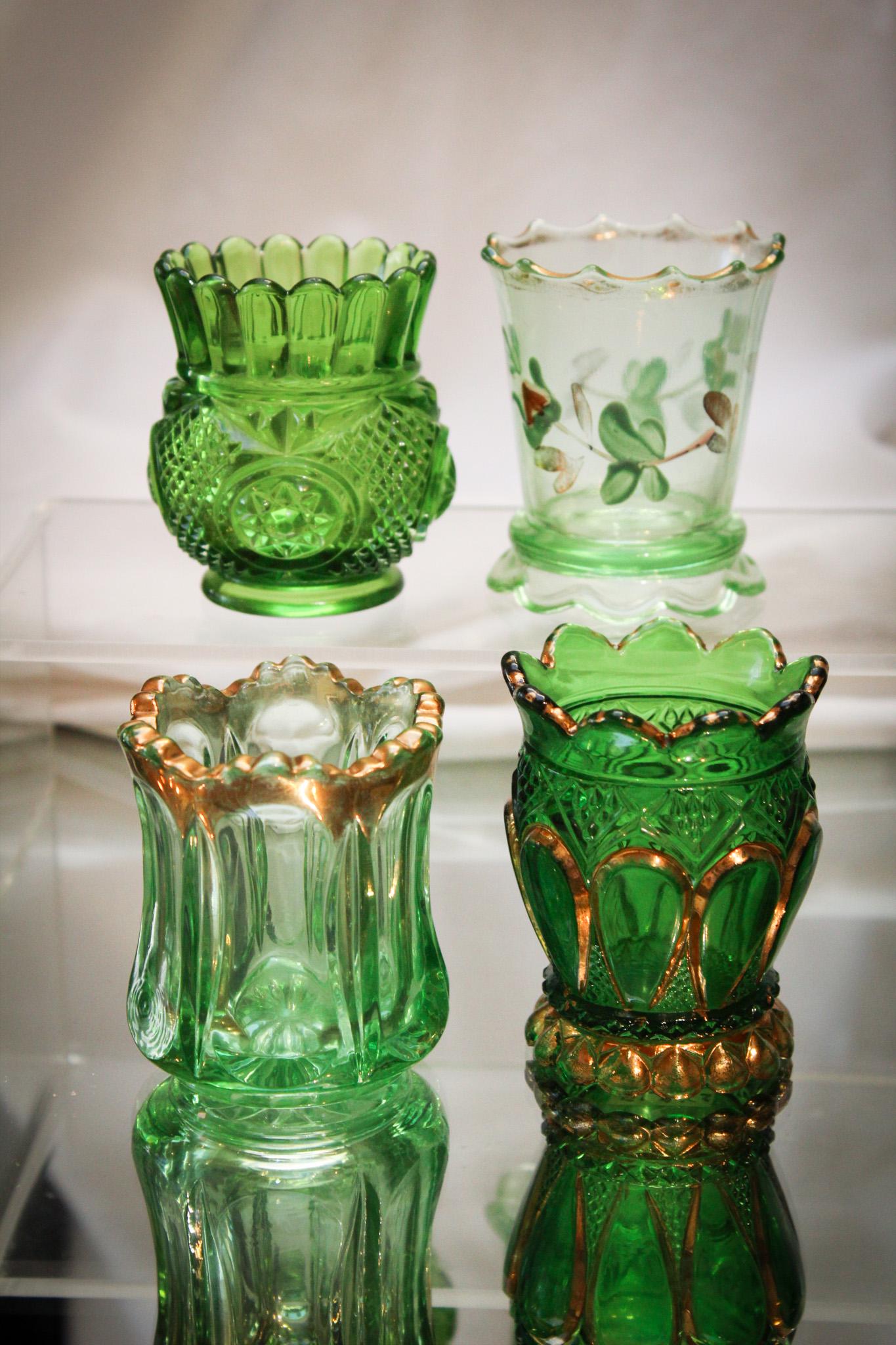 4 pc Lot Victorian Green Glass Toothpick Holders (1 of 6)