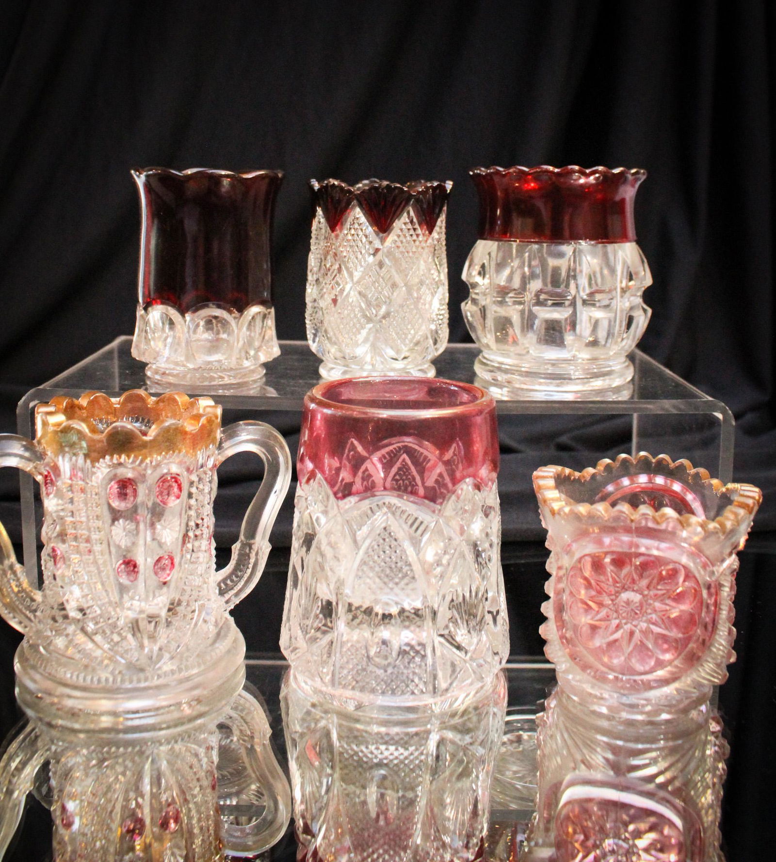 6 pc Lot Victorian Toothpick Holders: We don't think we really need to go into detail about this lot or any of the others. You Pickies know. Well, don't you? Some premium examples here folks. Tallest measures a gargantuan 3" tall.