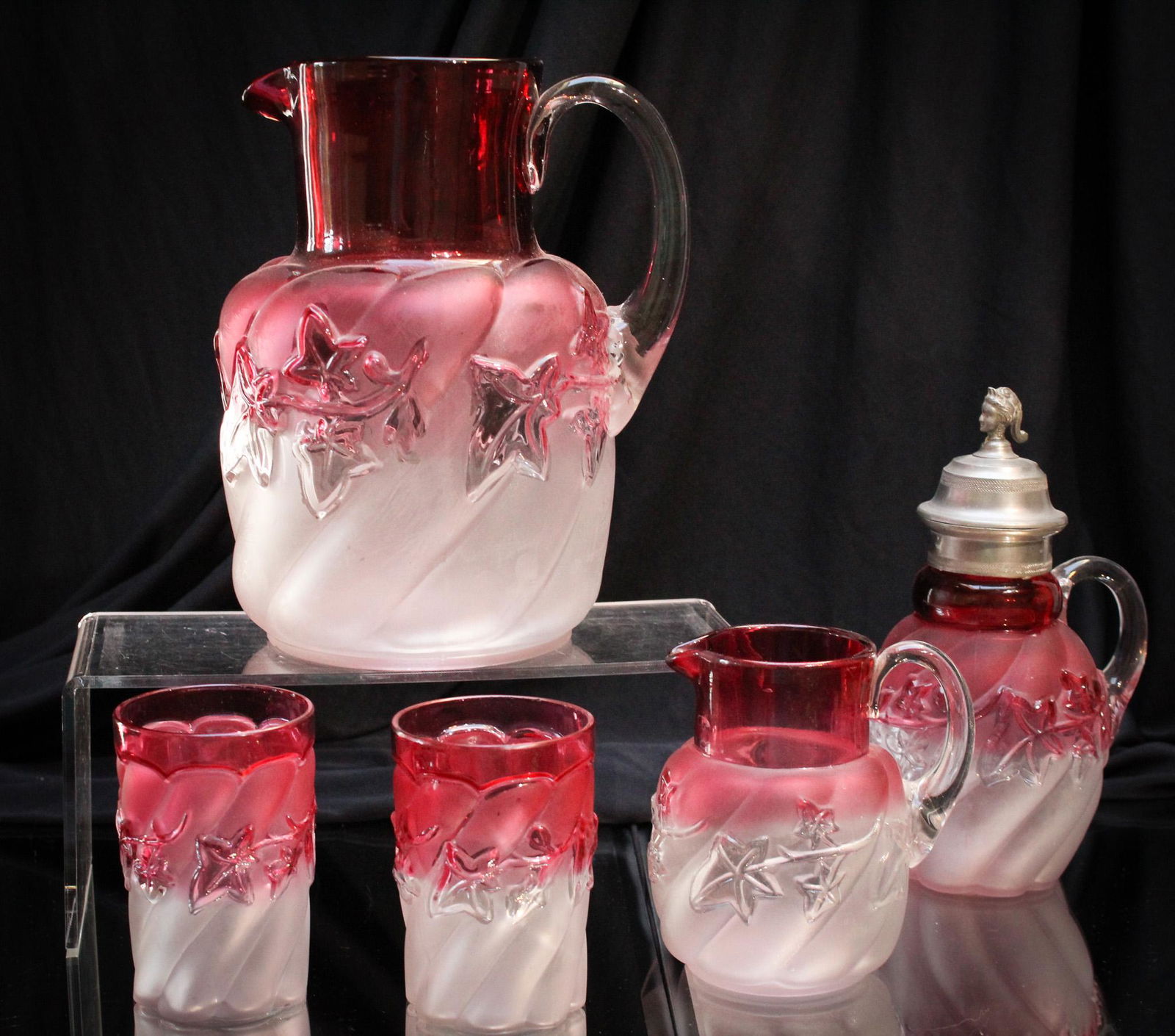 5 pc Lot Victorian Northwood Cranberry Rubina Royal Ivy (1 of 15)