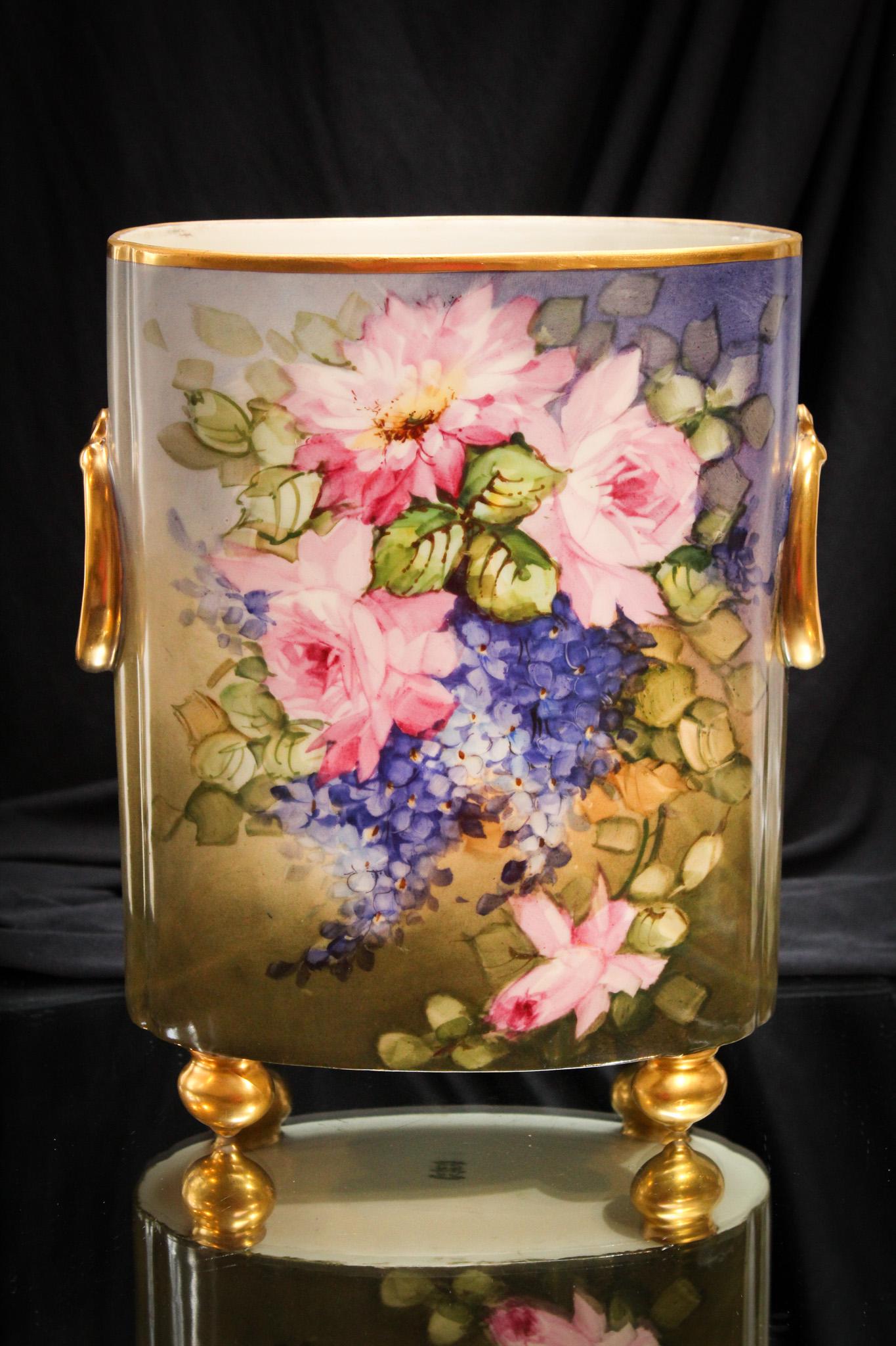 Hand Painted Roses Porcelana Cache Pot (1 of 6)