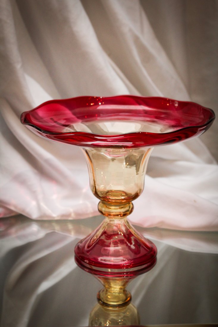 Libbey Amberina Victorian Glass Signed Compote (1 of 5)