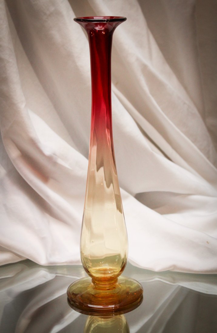 Victorian Libbey Amberina Glass Footed Bud Vase (1 of 6)