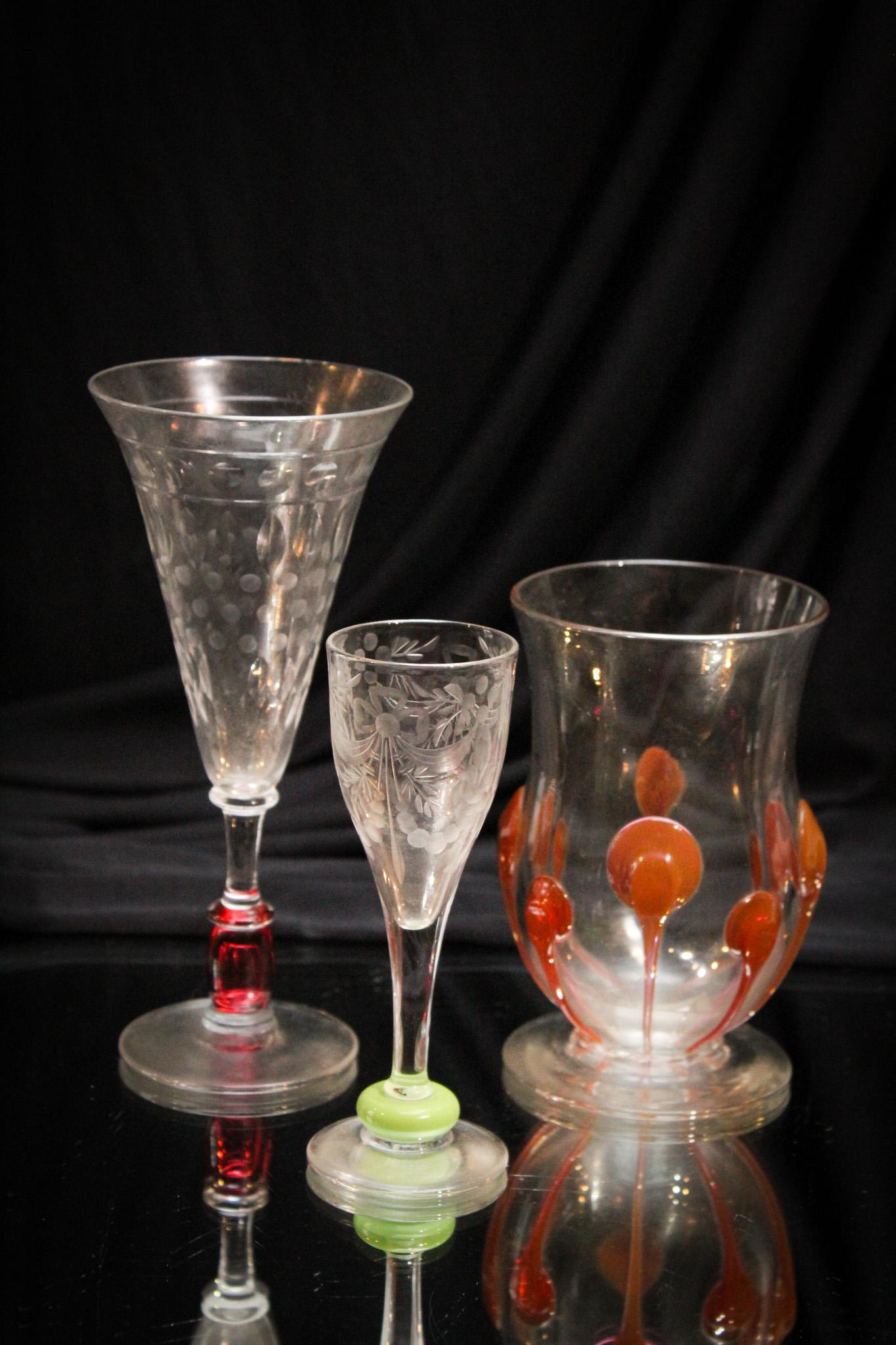 3 pc Lot Libbey Art Glass Stems (1 of 11)