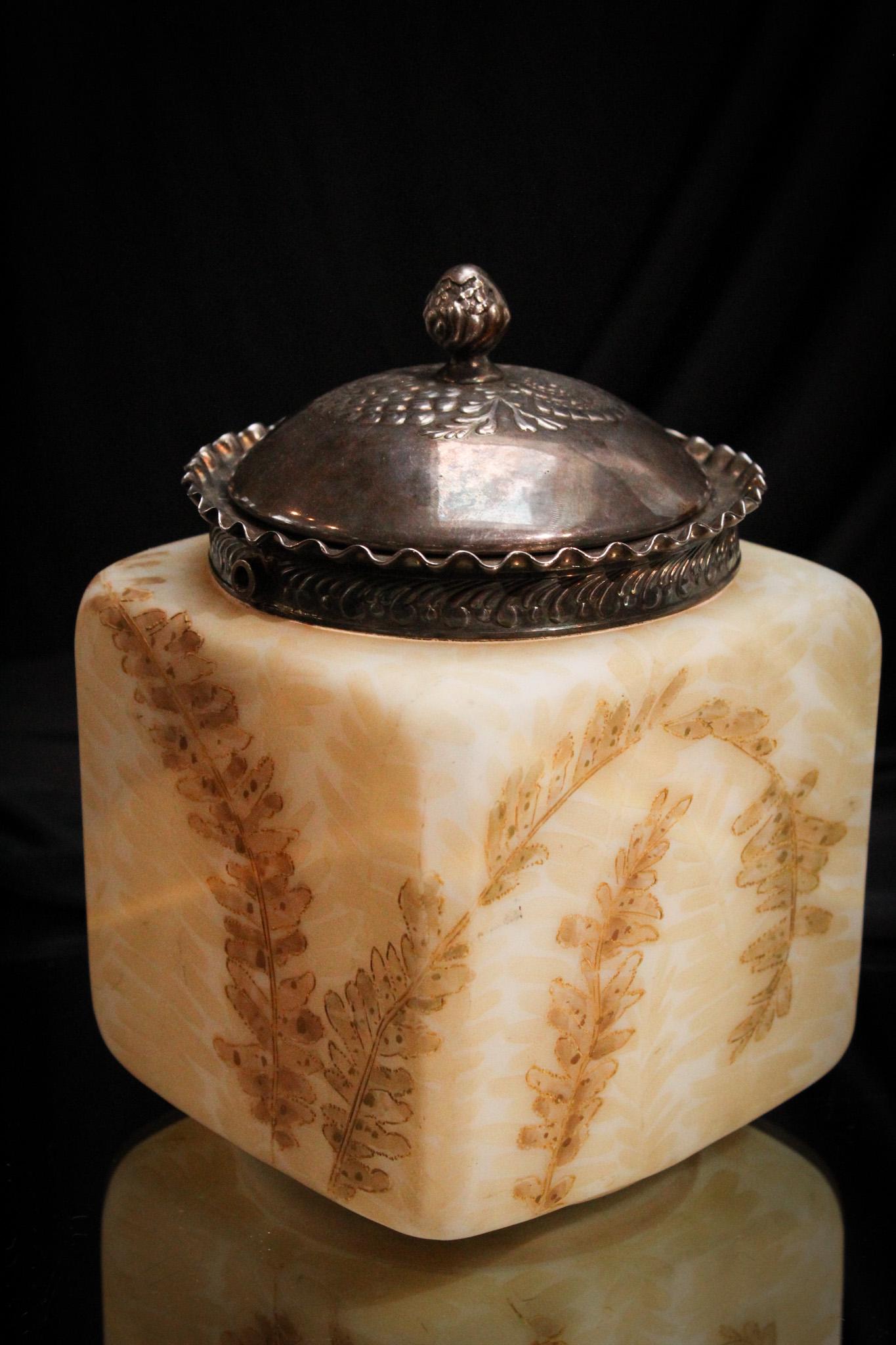 Victorian Mt. Washington Glass Crown Milano Biscuit Jar (1 of 8)