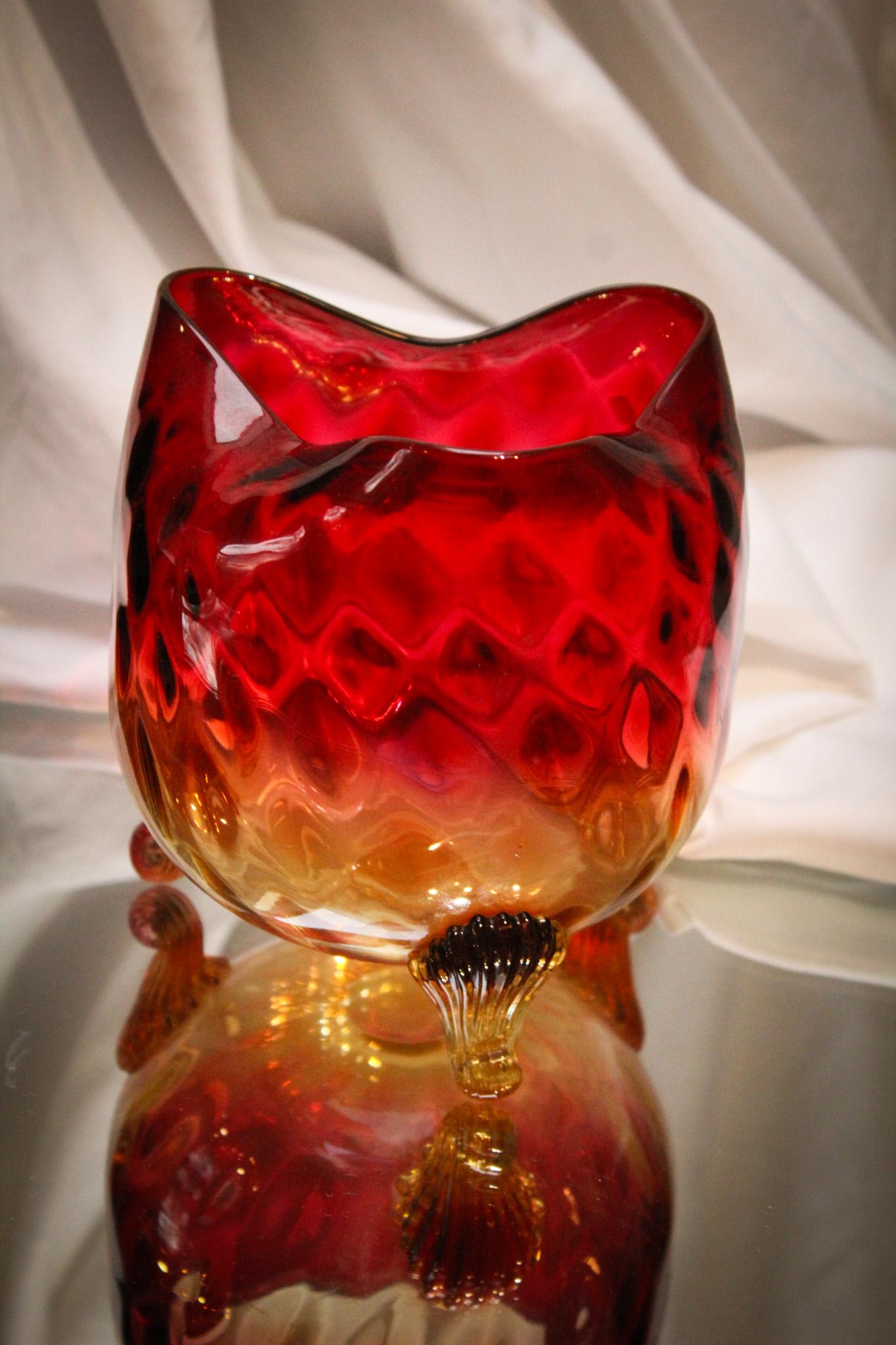 Mt. Washington Tri fold Victorian Amberina ftd Vase (1 of 4)