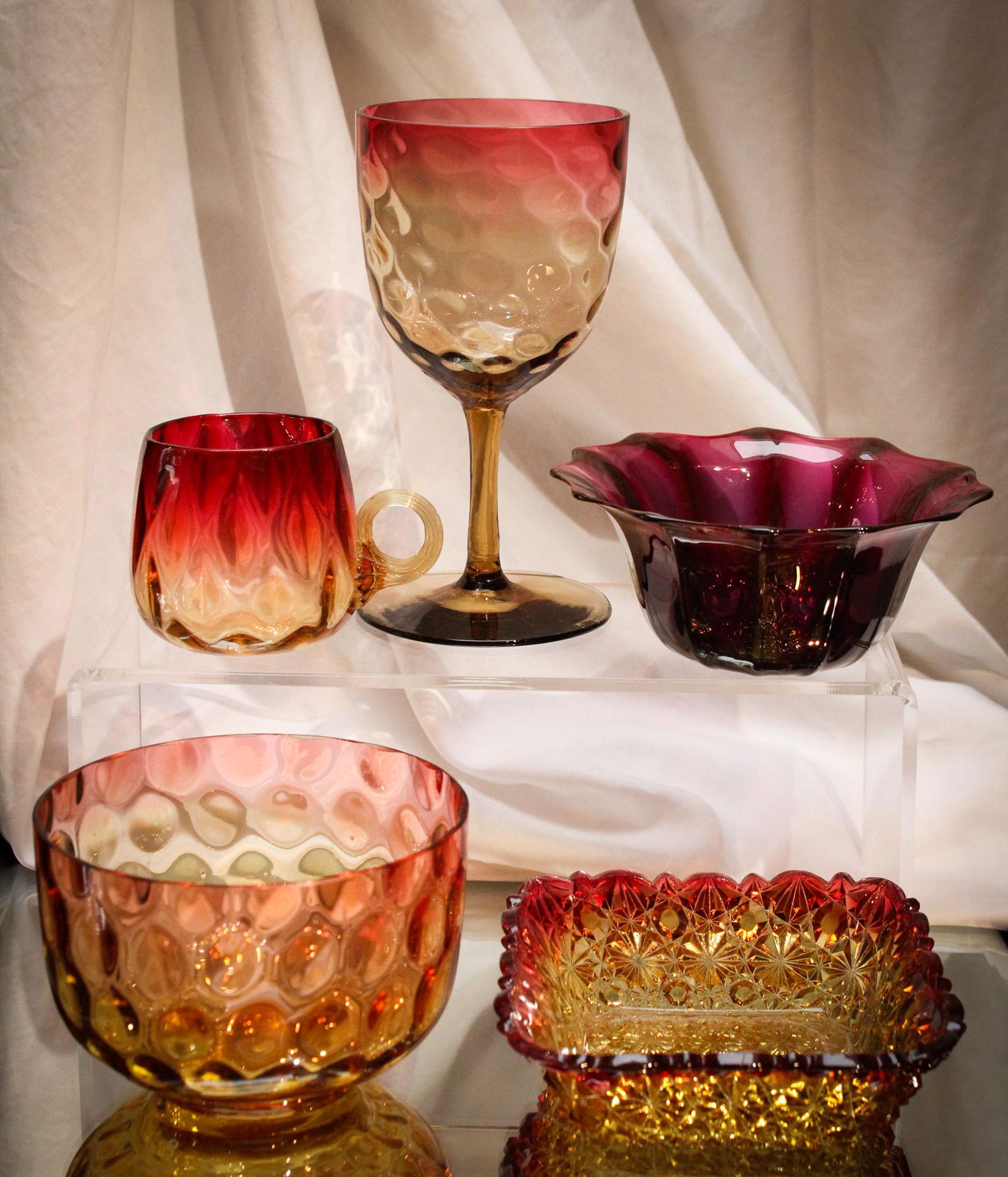 5 pc Lot Pure Amberina Victorian Glass Pleasure (1 of 13)