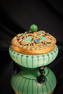 Art Deco Czech Art Glass Green Tango w/ Jeweled Lid