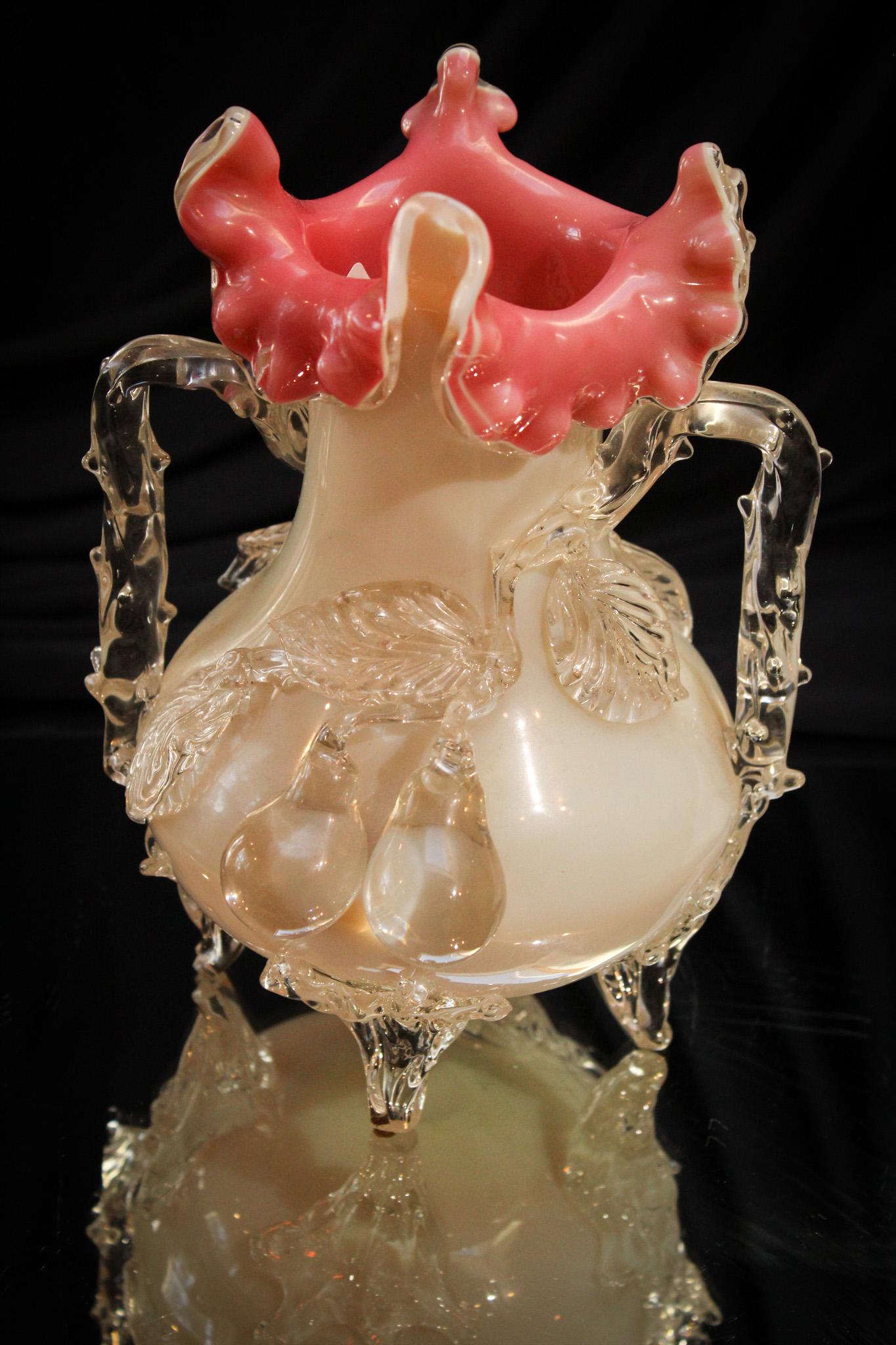 Peachblow glass Applied Fruit Victorian Vase (1 of 6)