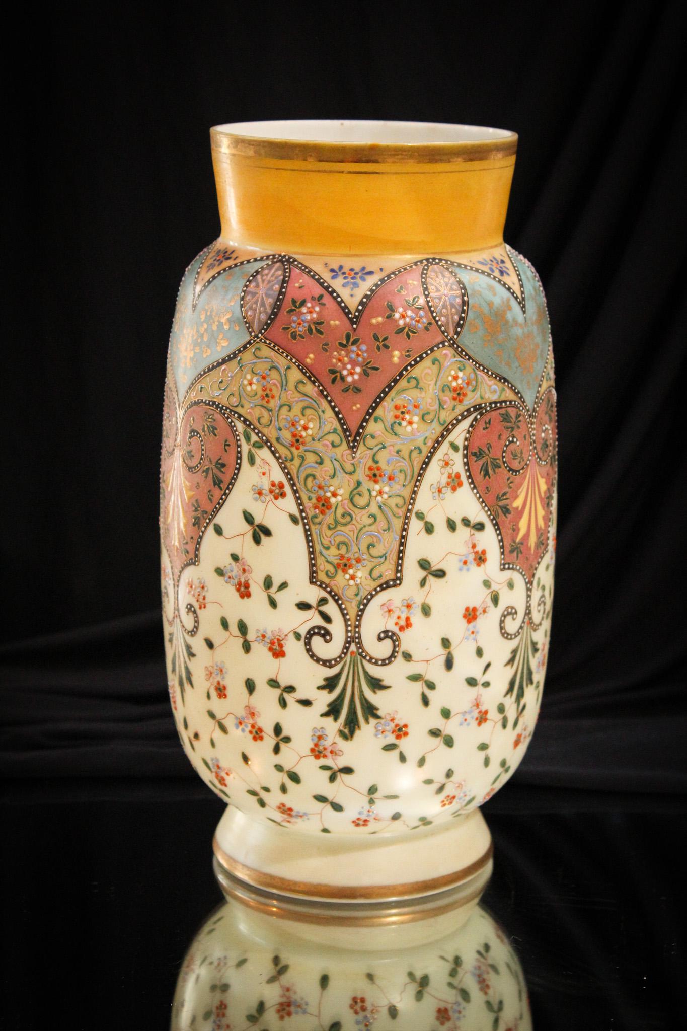 Large 11" Webb Morrocan Victorian Enameled Glass Vase (1 of 6)