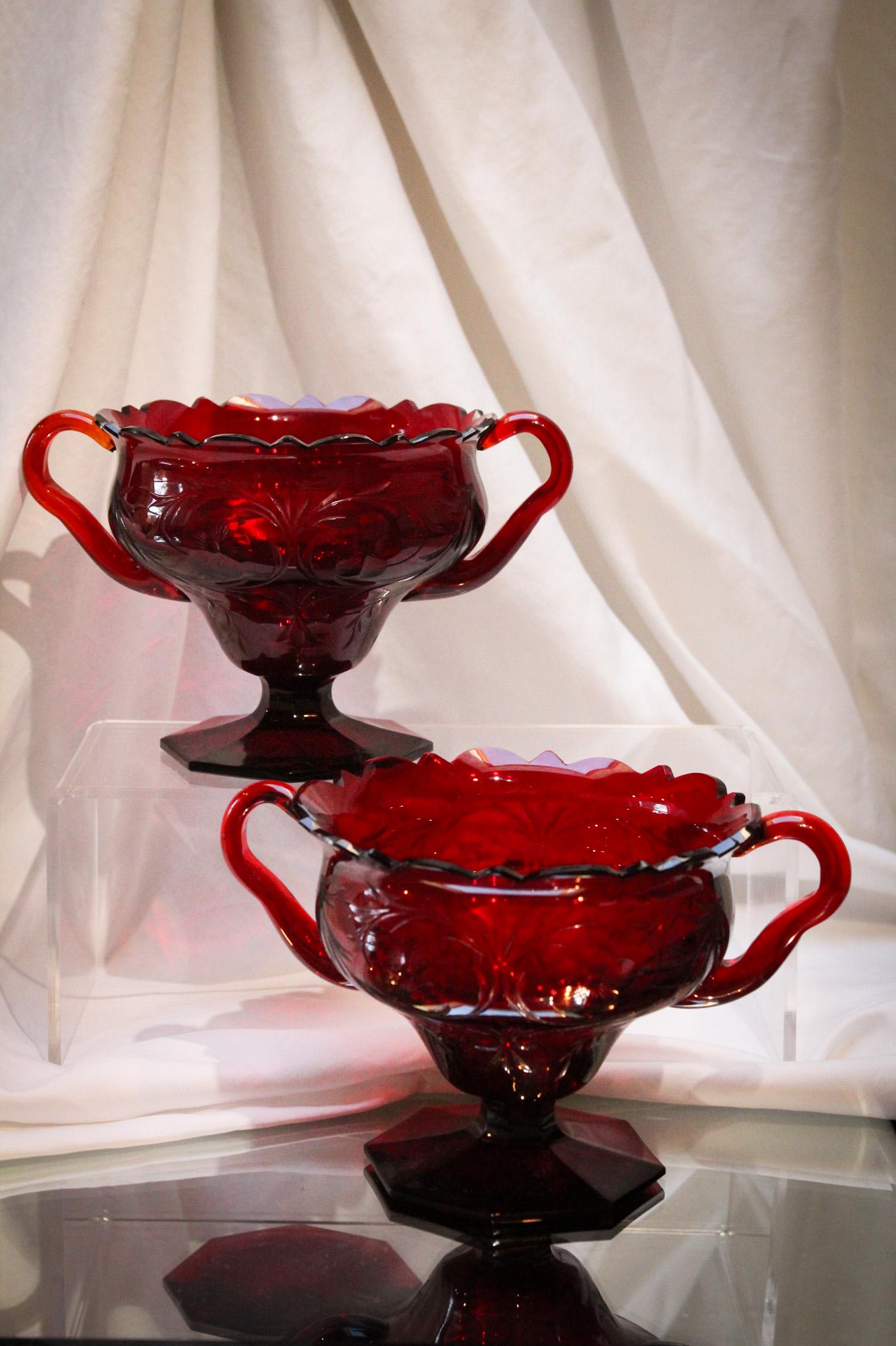 Steuben Selenium Red Engraved Sugar Bowls (1 of 10)