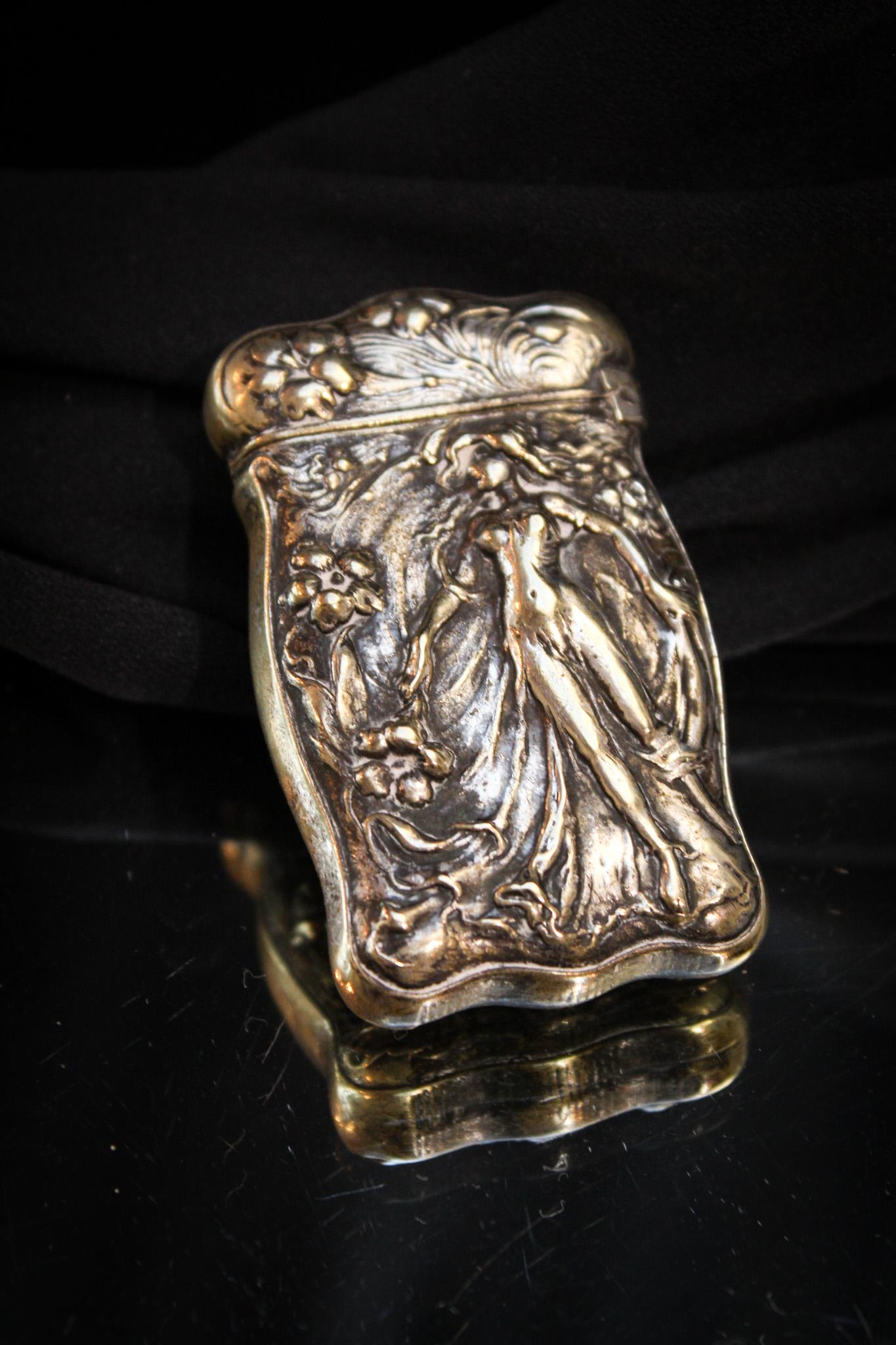 German Silverplate Art Nouveau Lady Match Safe (1 of 5)