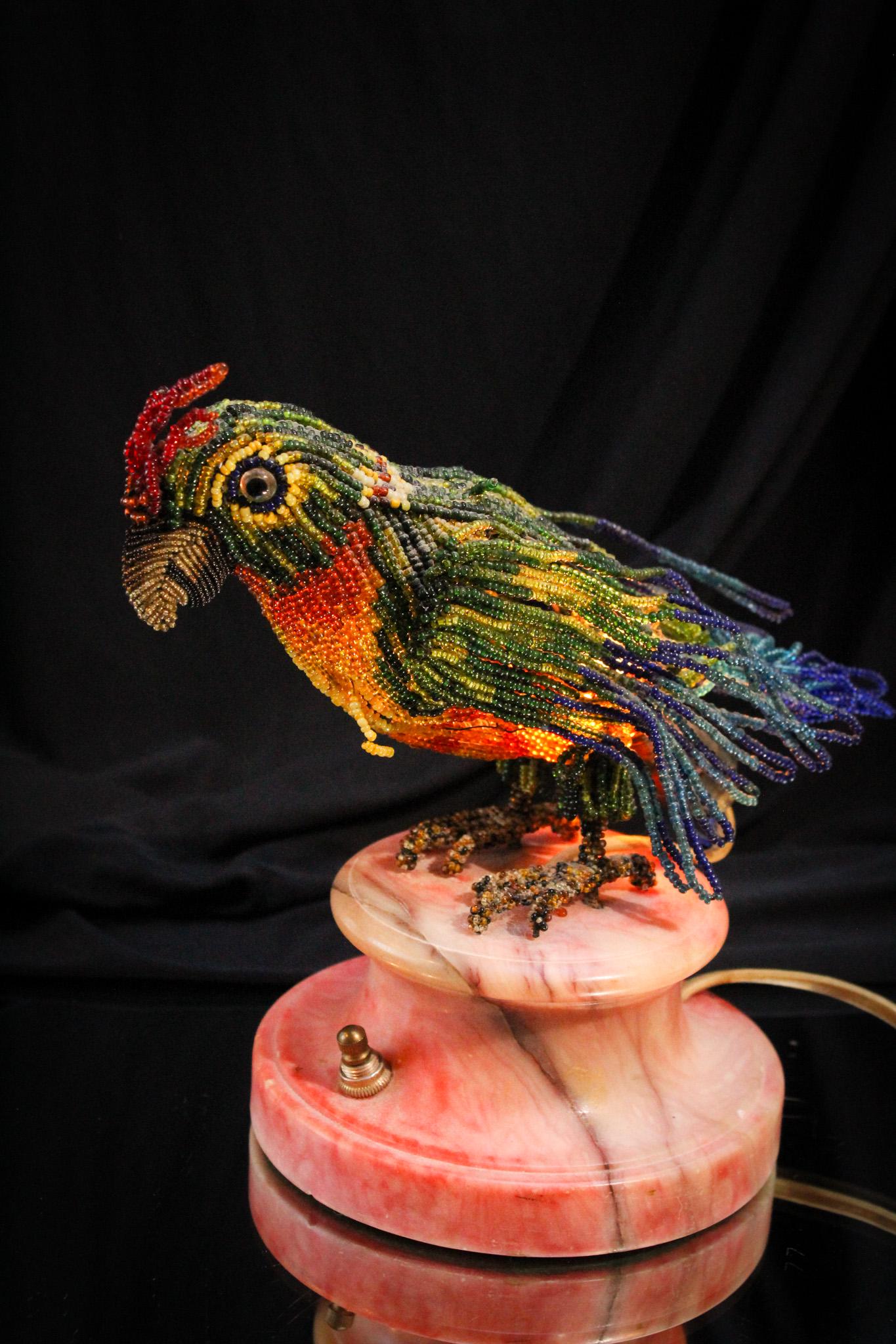 Czechoslovakian Beaded Parrot lamp (1 of 10)