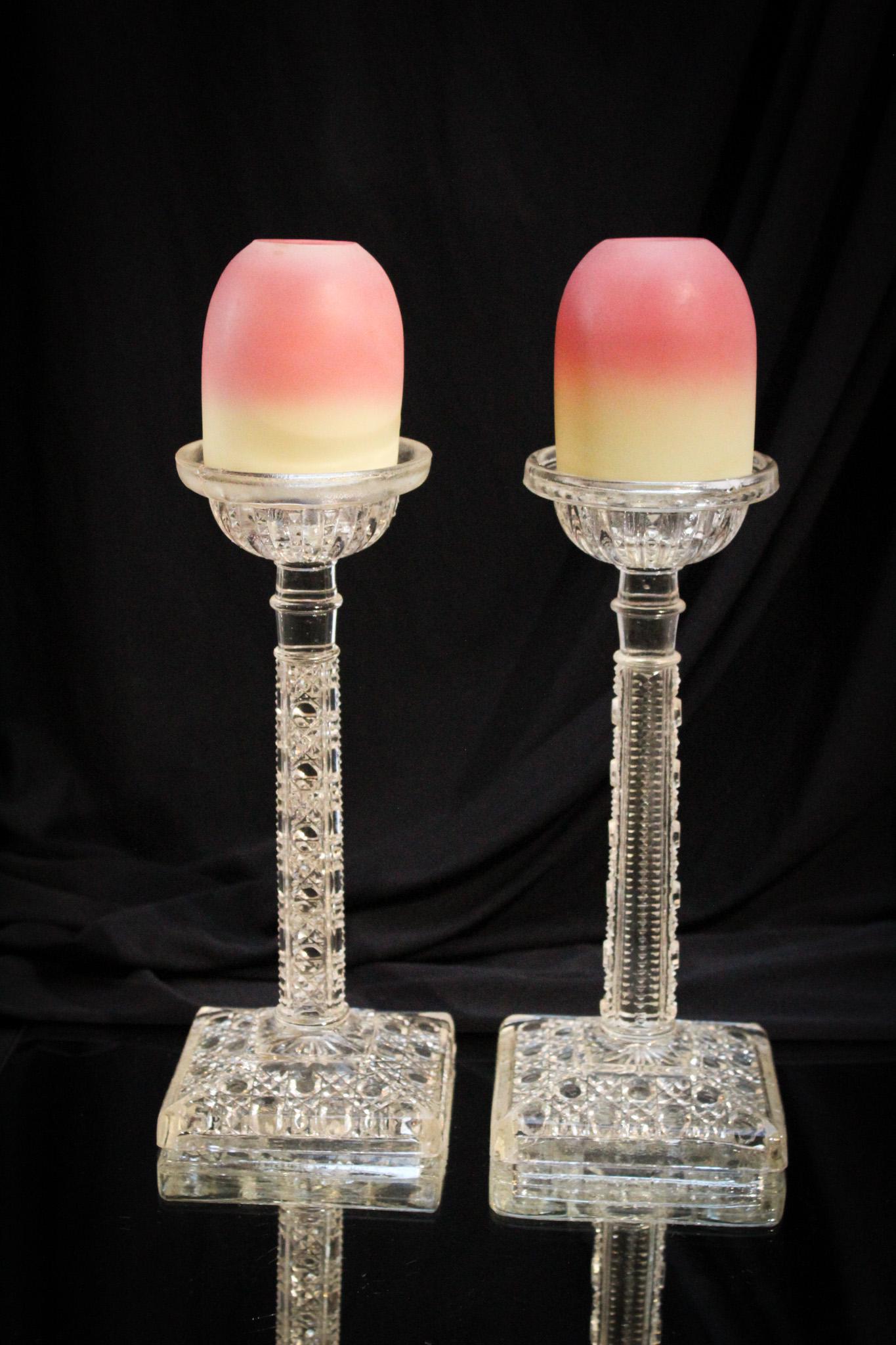 Pair Webb Burmese Pedestal Victorian Fairy Lamps (1 of 9)