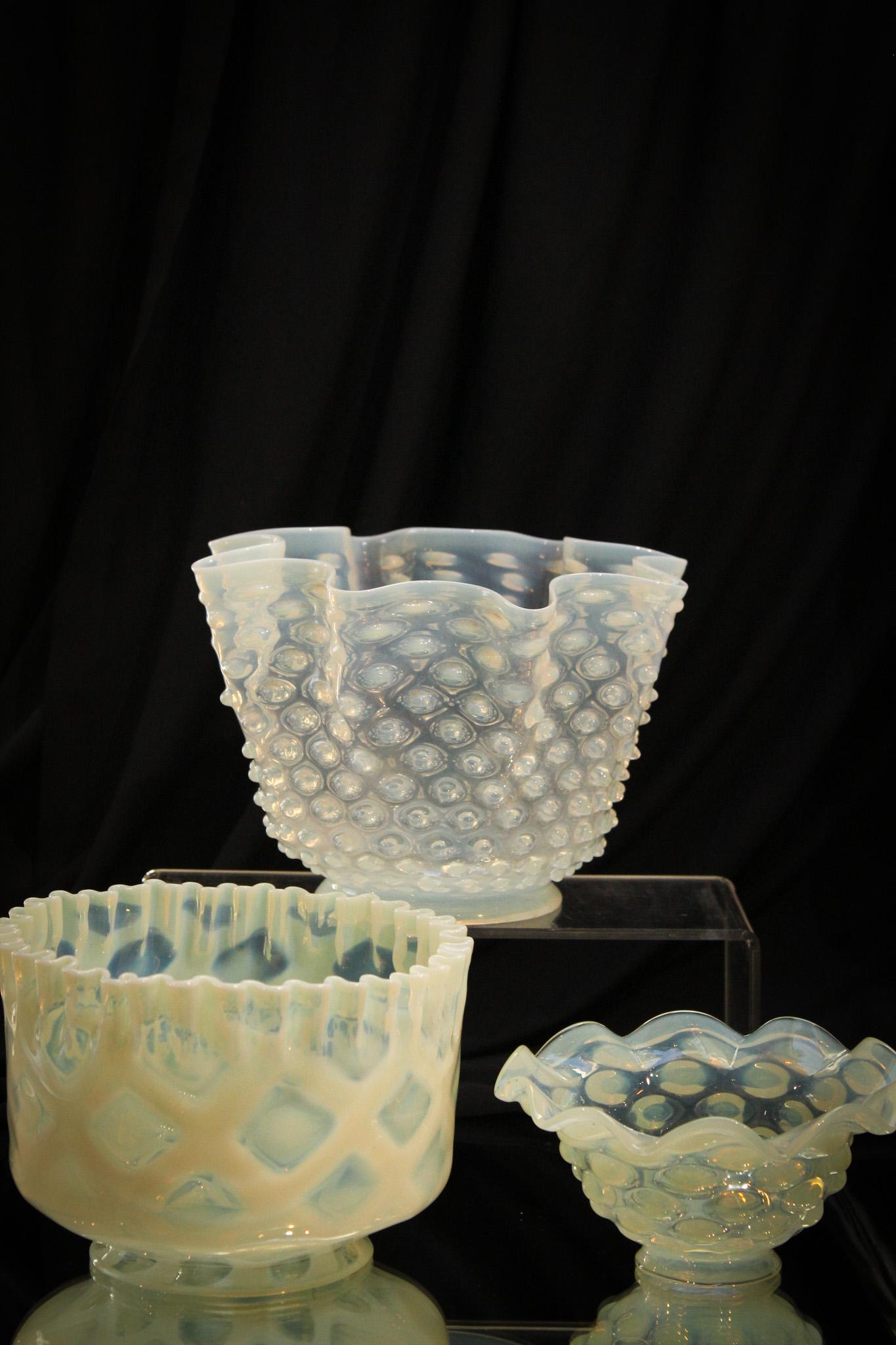 3 pc Lot Victorian Vaseline Opalescent Shades including Rare Pattern (1 of 11)