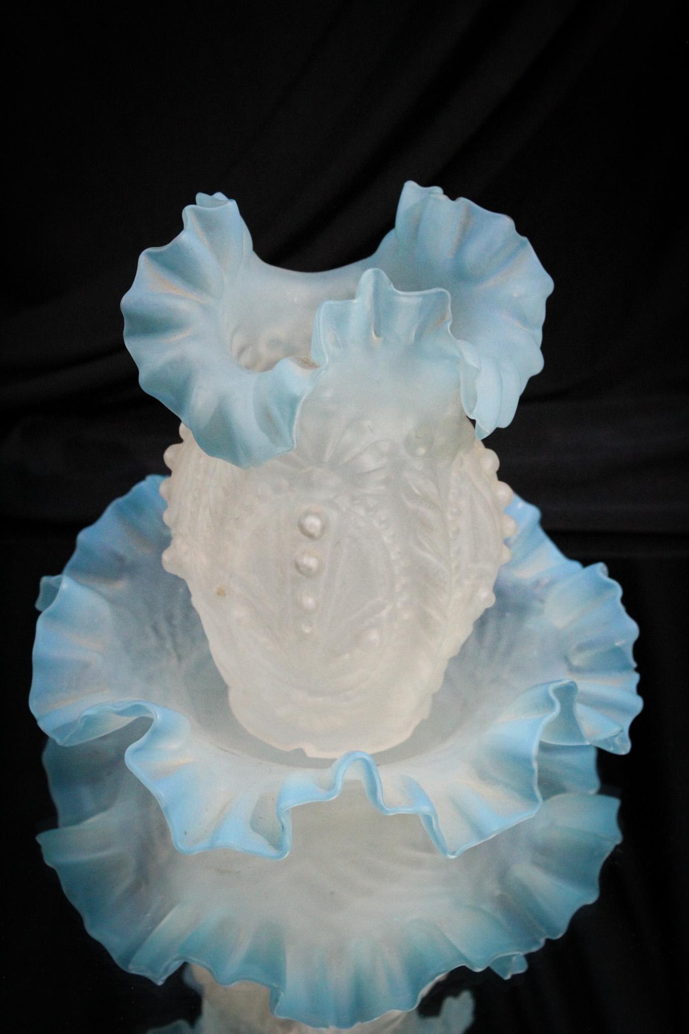 Victorian Blue Frosted Glass Beaded Fairy Lamp (1 of 6)