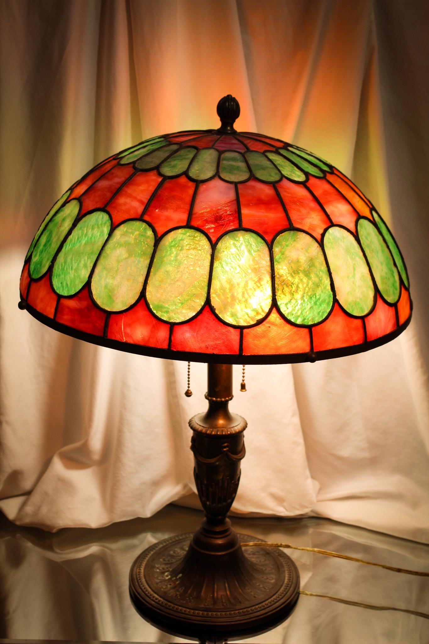 Antique Lamb Bros. Leaded Glass Table Lamp (1 of 12)
