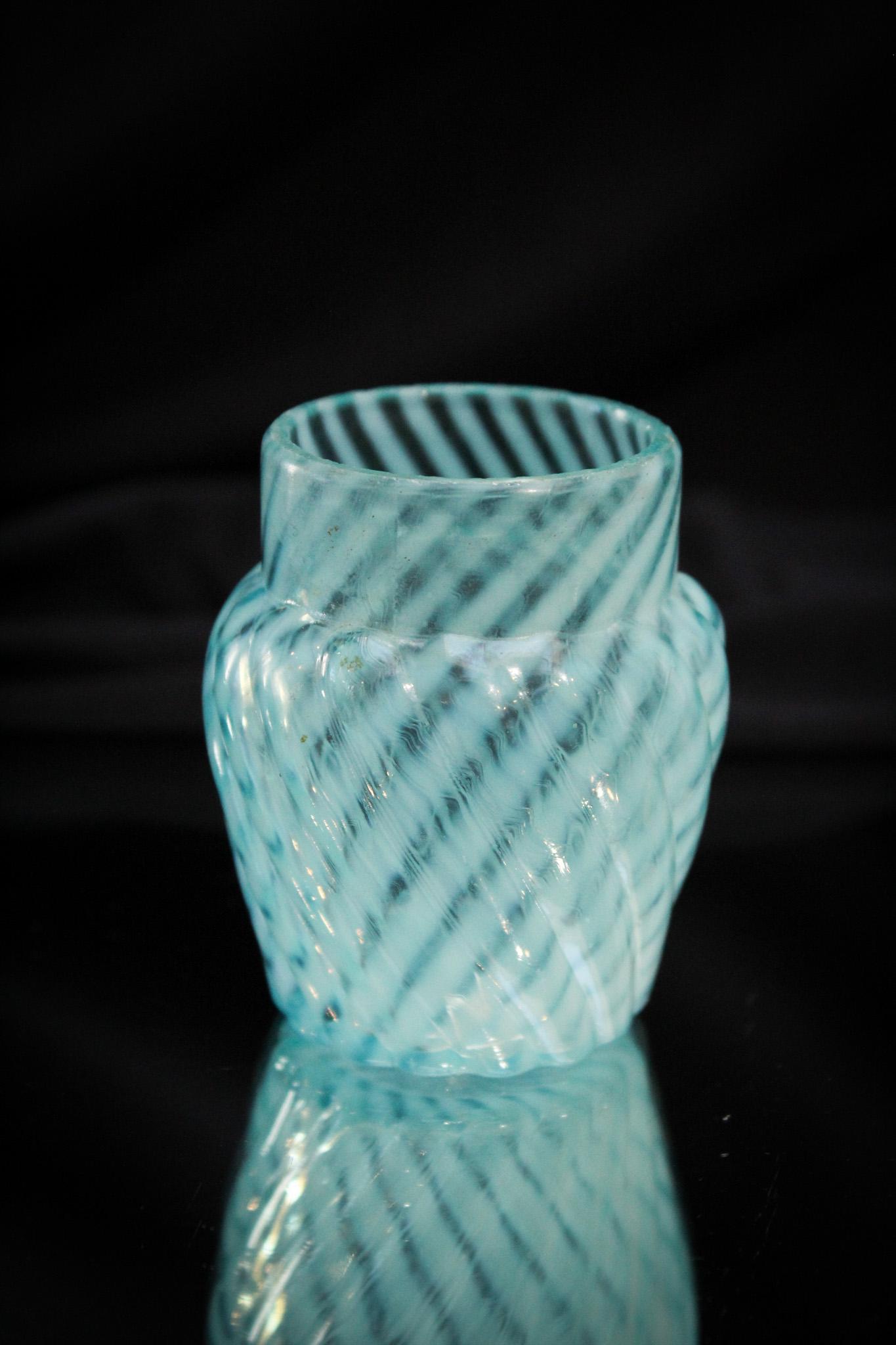 Blue Opalescent Collared Reverse Swirl Victorian Toothpick (1 of 4)
