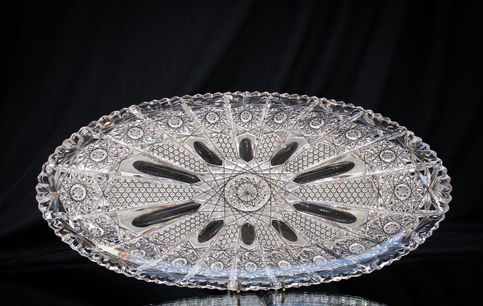 American Brilliant Cut Glass 19" Oval Platter (1 of 10)