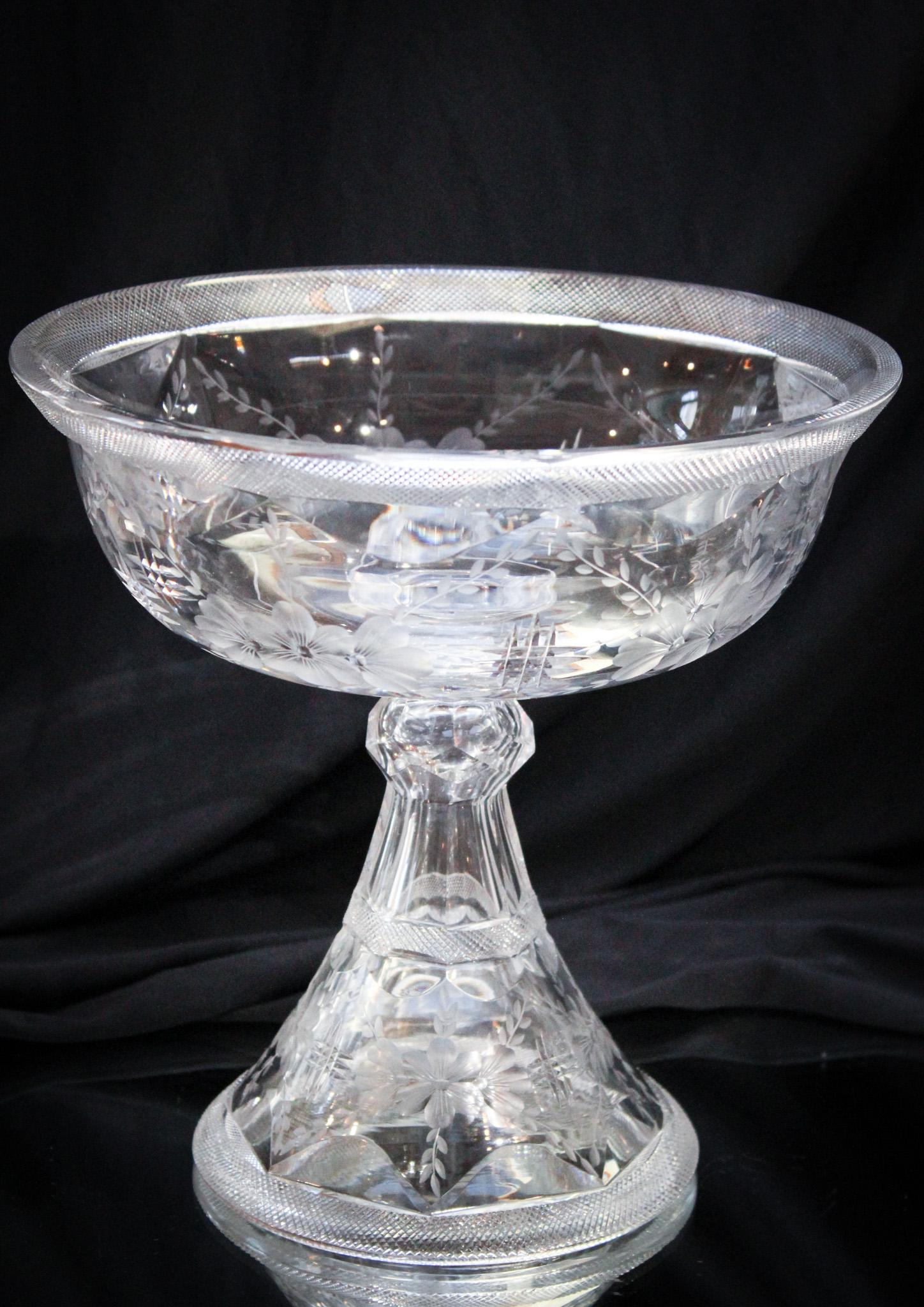 Signed libbey American Brilliant Cut Glass 9" Compote (1 of 7)
