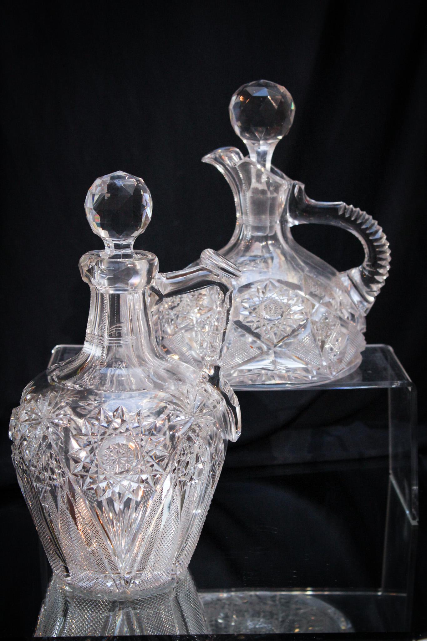 2 pc Lot of American Brilliant Cut Glass Whiskey Decanters (1 of 9)