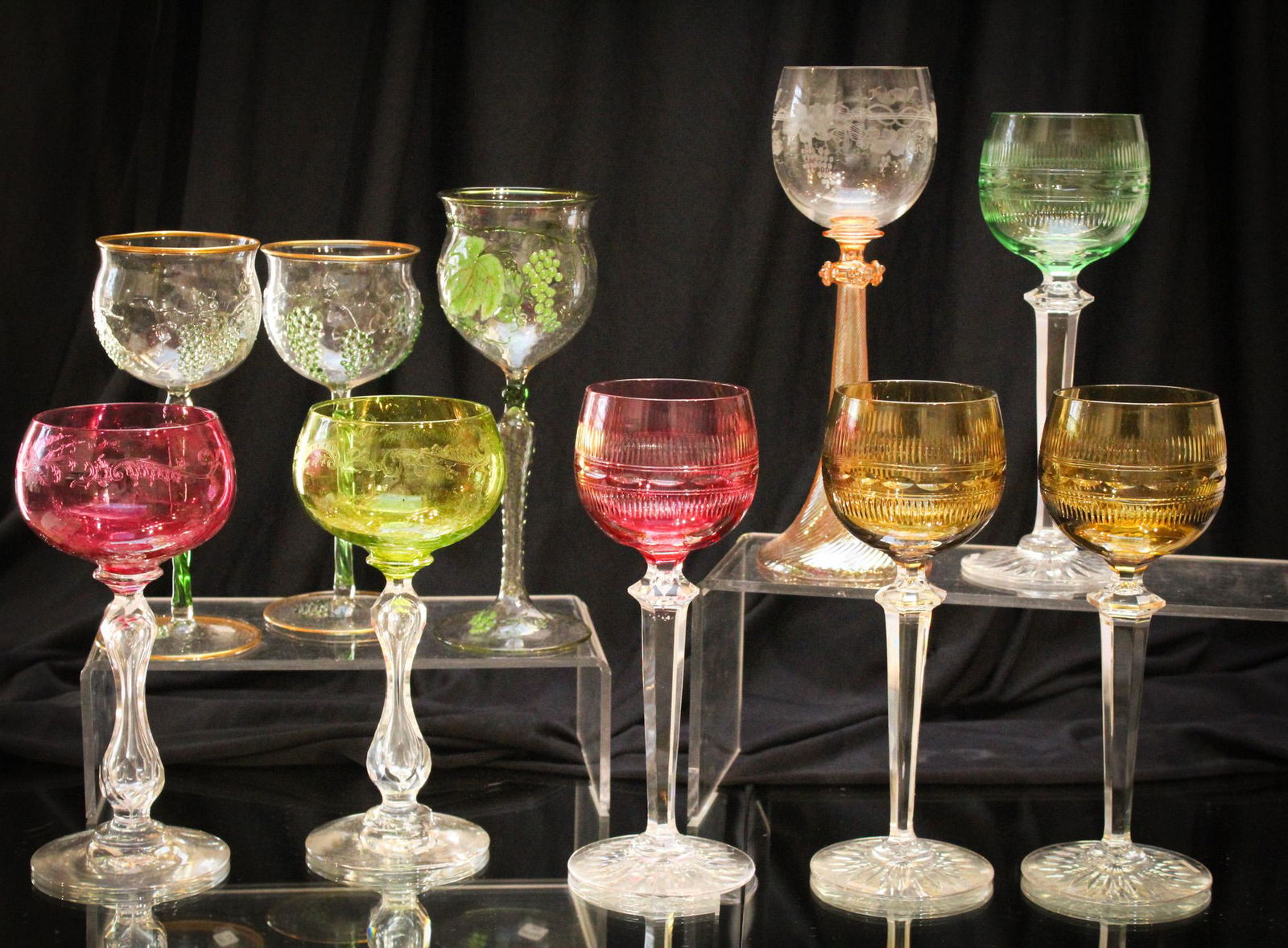 10 pc Lot Assorted Various Cut Stained & More Glass Stems (1 of 5)