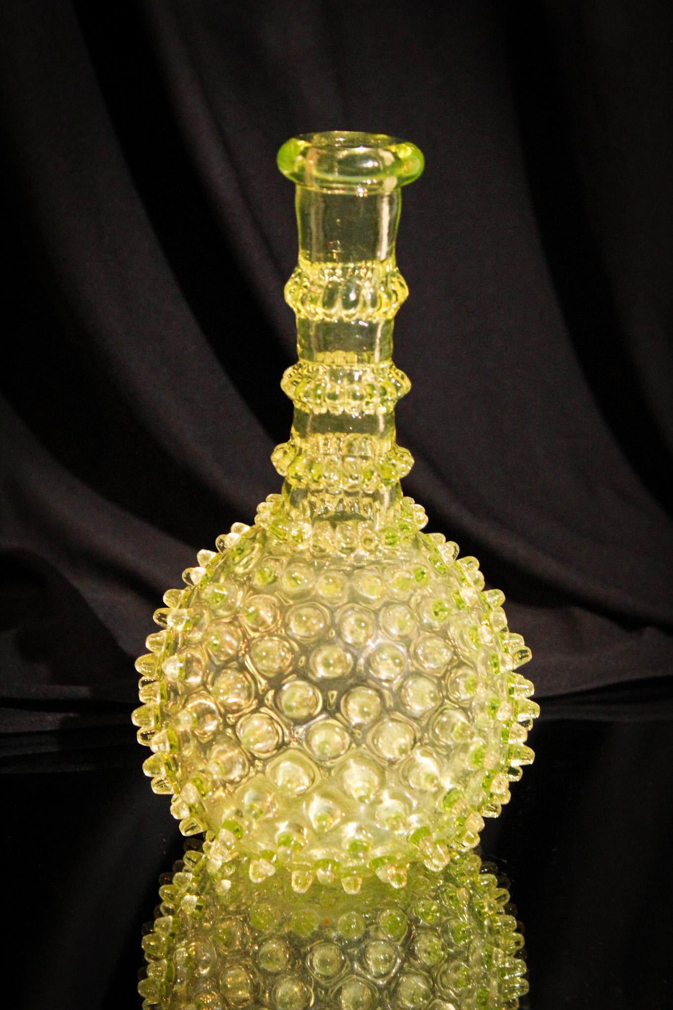Hobb's Vaseline Hobnail Victorian Glass Barber Bottle (1 of 4)