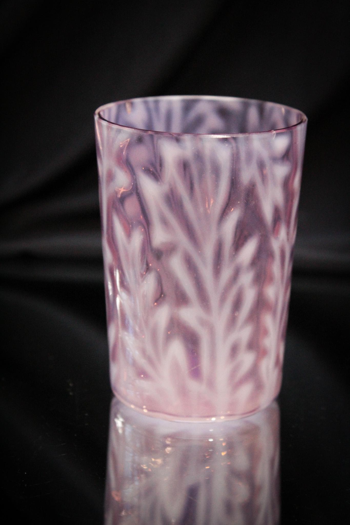 Very Rare Amythest Scottish Moor Victorian Glass Tumbler: Magnificent best describes this rare tumbler. Not much amythest opalexcent was made in the Victorian era and this is one of the finest examples of just that. Look at the color and the opalescence. Per