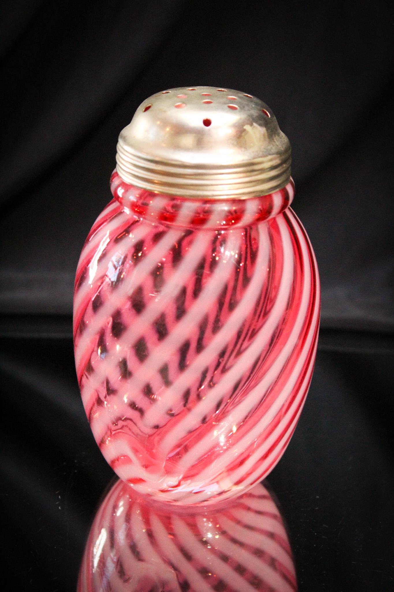 Victorian Cranberry Opalescent Swirl Sugar Shaker (1 of 4)