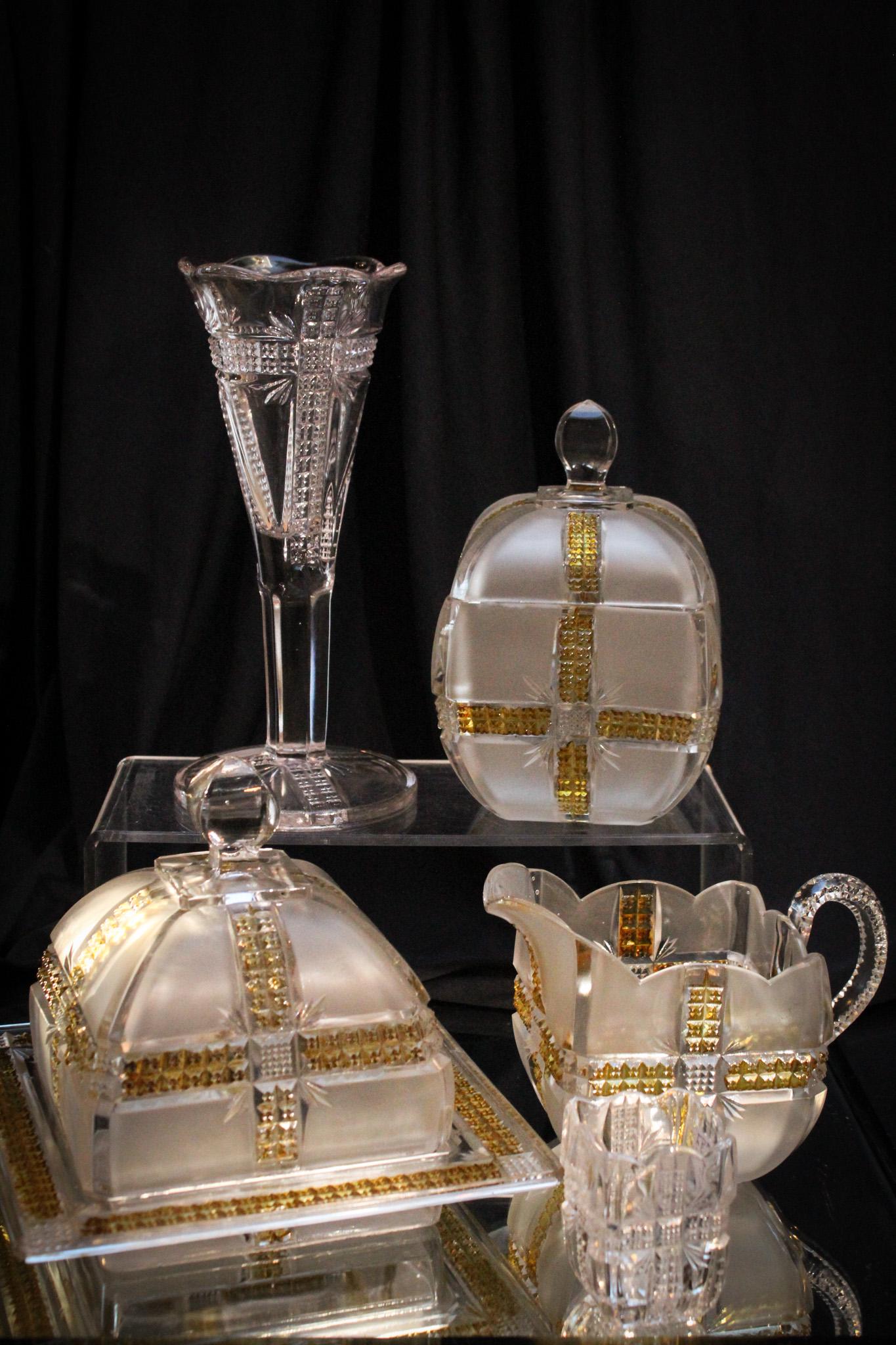 5 pc Lot Victorian Findlay Klondike Glass Items (1 of 13)