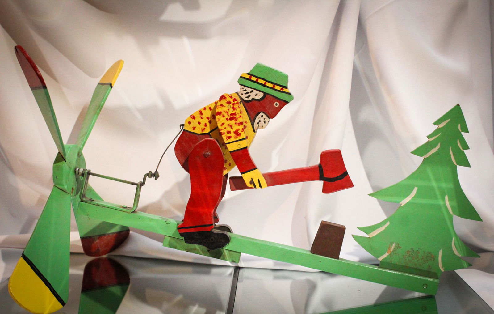 Folk Art Red Man Chopping Wood Whirlygig (1 of 11)