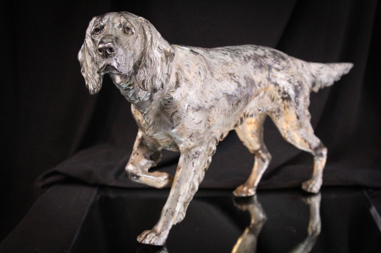 Jennings Bros. Metal Dog 17" Silverplate Statue (1 of 9)
