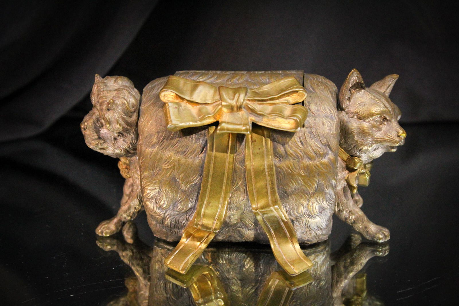 Cat & Dog in Muff Victorian Inkwell (1 of 8)