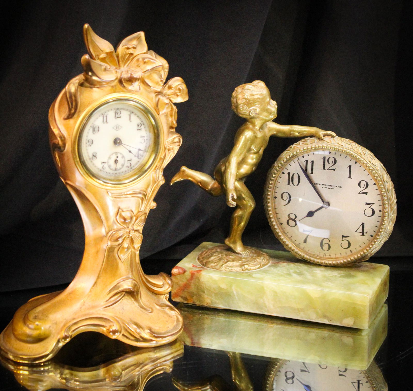 2 pc Lot Antique Victorian & Art Nouveau Clocks (1 of 12)