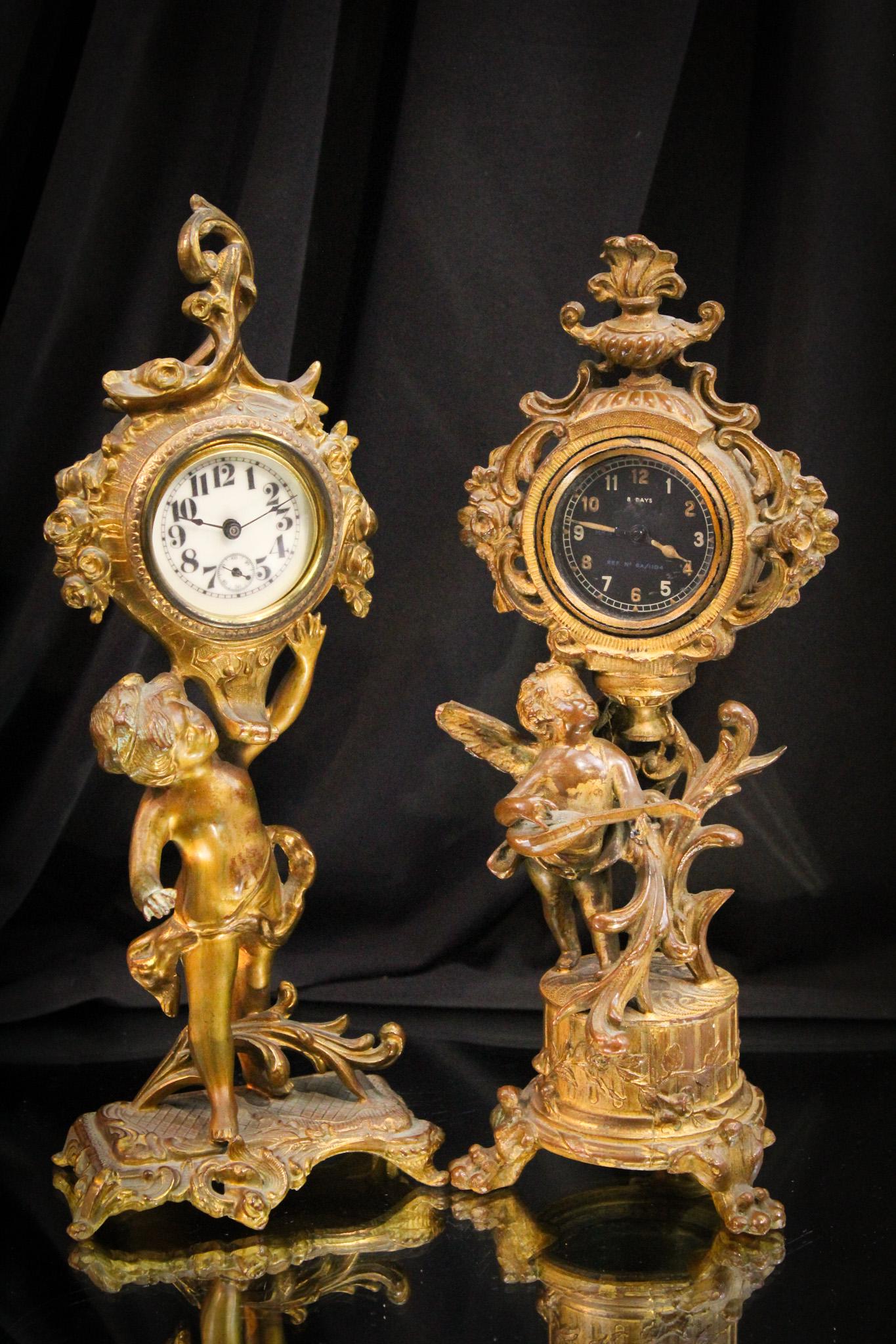 2 pc Lot Victorian Cast Cherub Clocks (1 of 13)