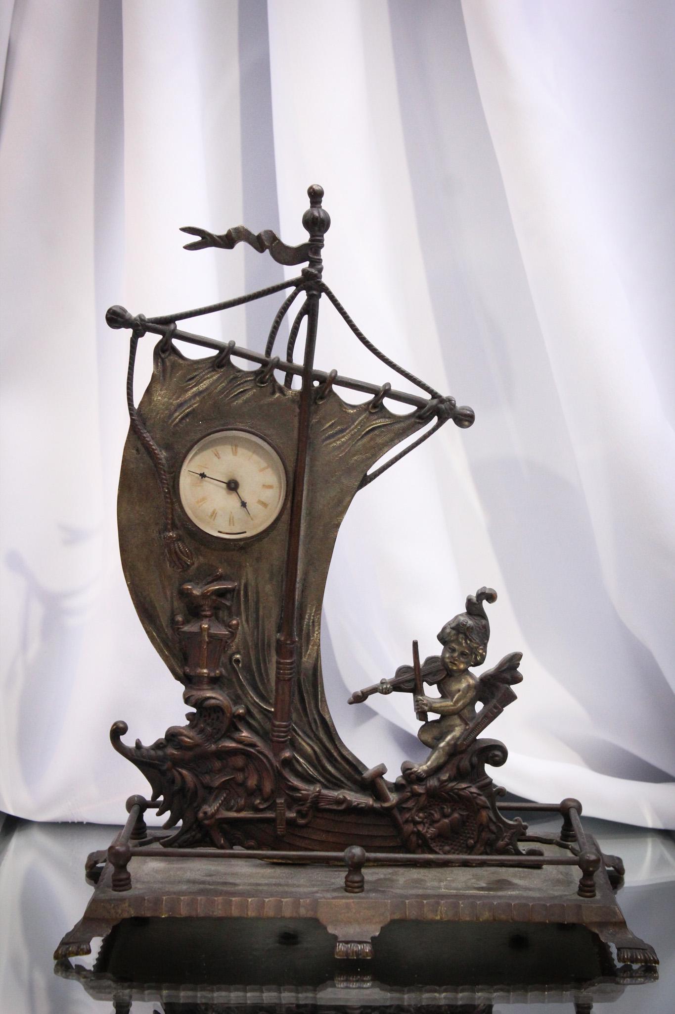 Figural Antique Cherub & Sailboat Clock (1 of 8)