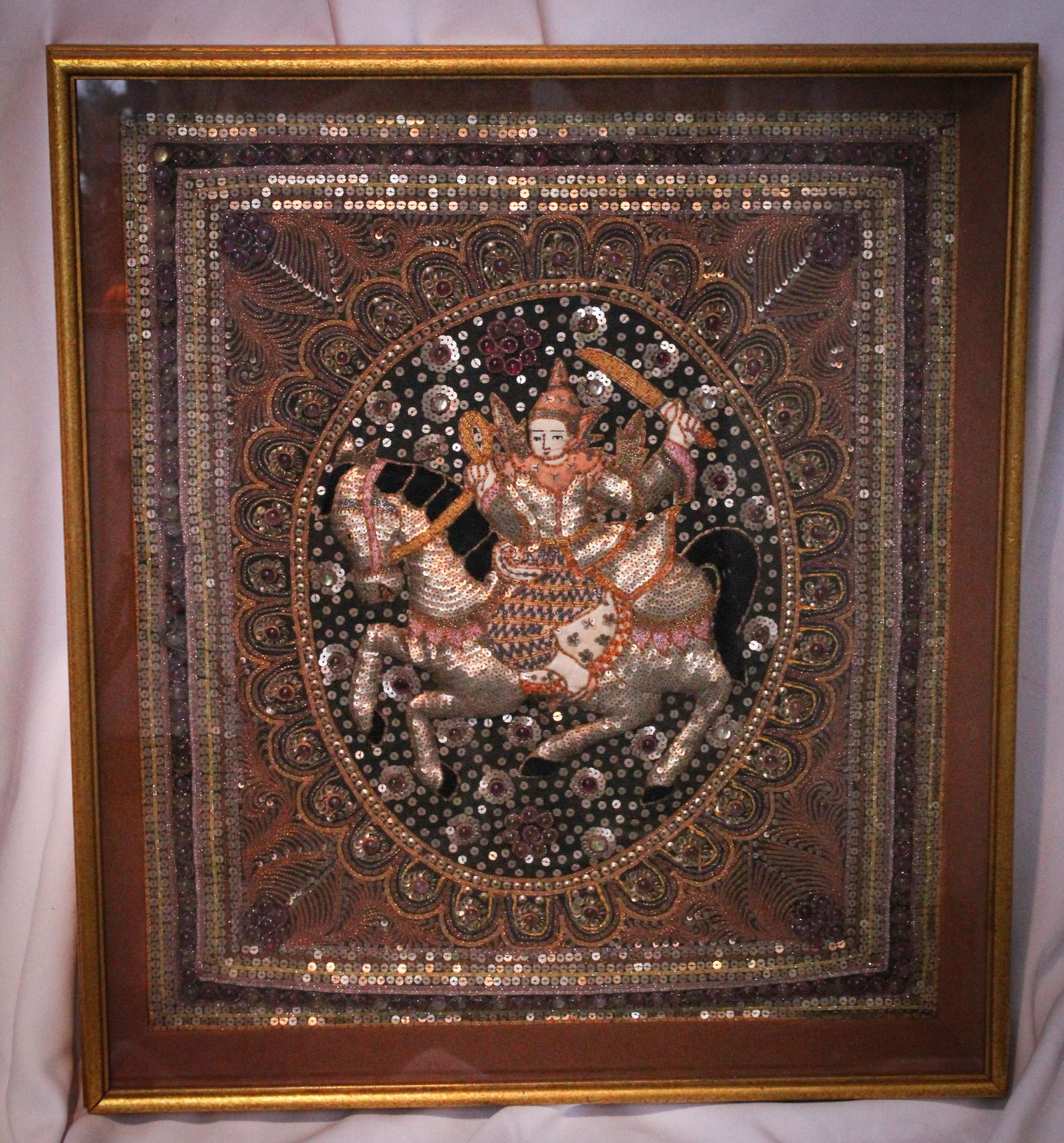 East Indian Beaded Tapestry Frame Art (1 of 20)