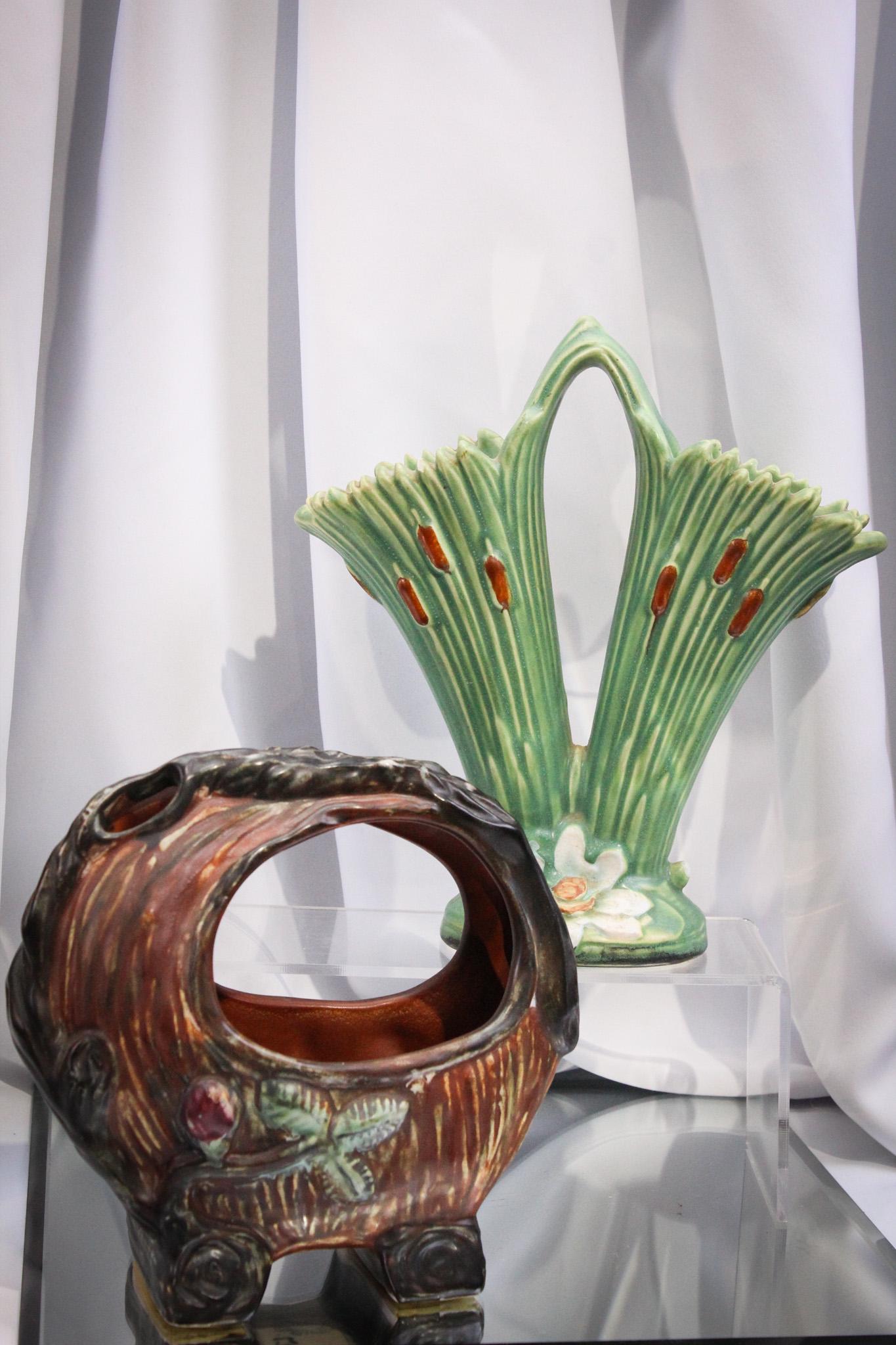 2 pc Lot Weller Pottery Incl. Ardsley Cattail (1 of 13)