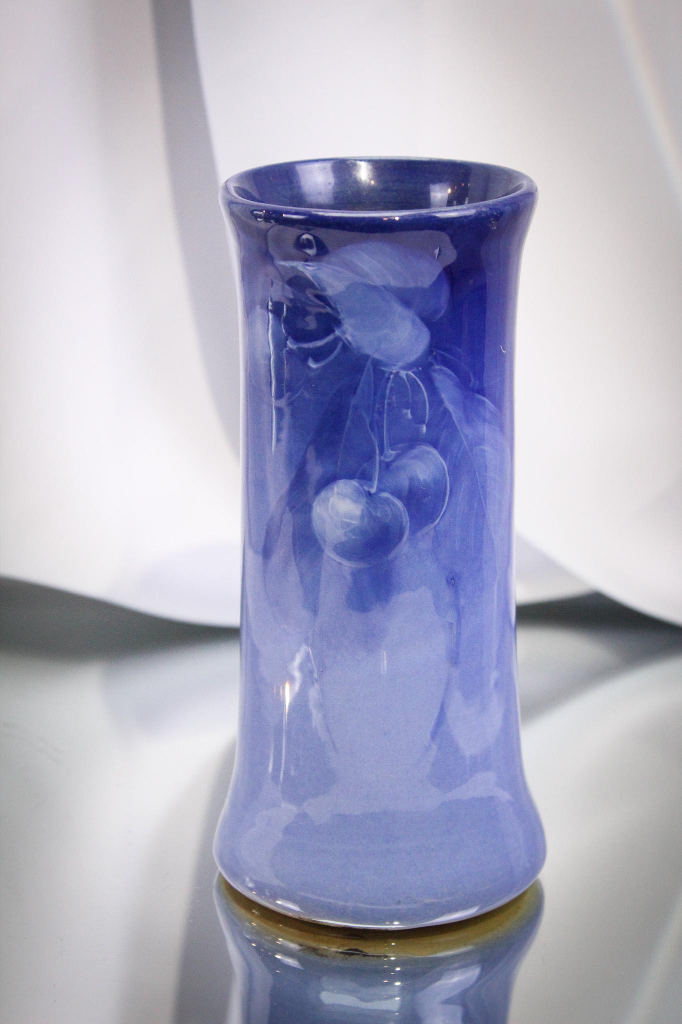 Weller Pottery Blue Louwelsa Cherries Vase (1 of 5)