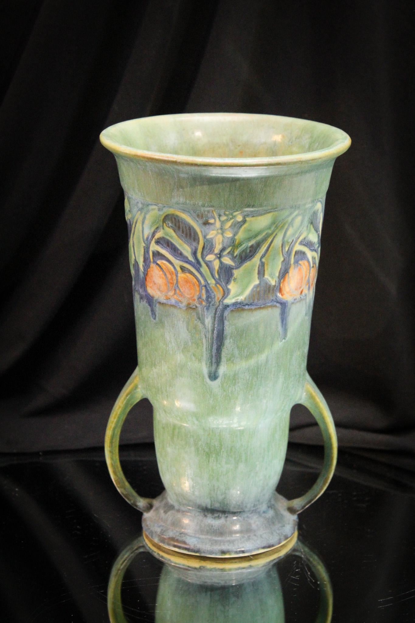 Roseville Pottery Baneda Green Handled Vase (1 of 6)