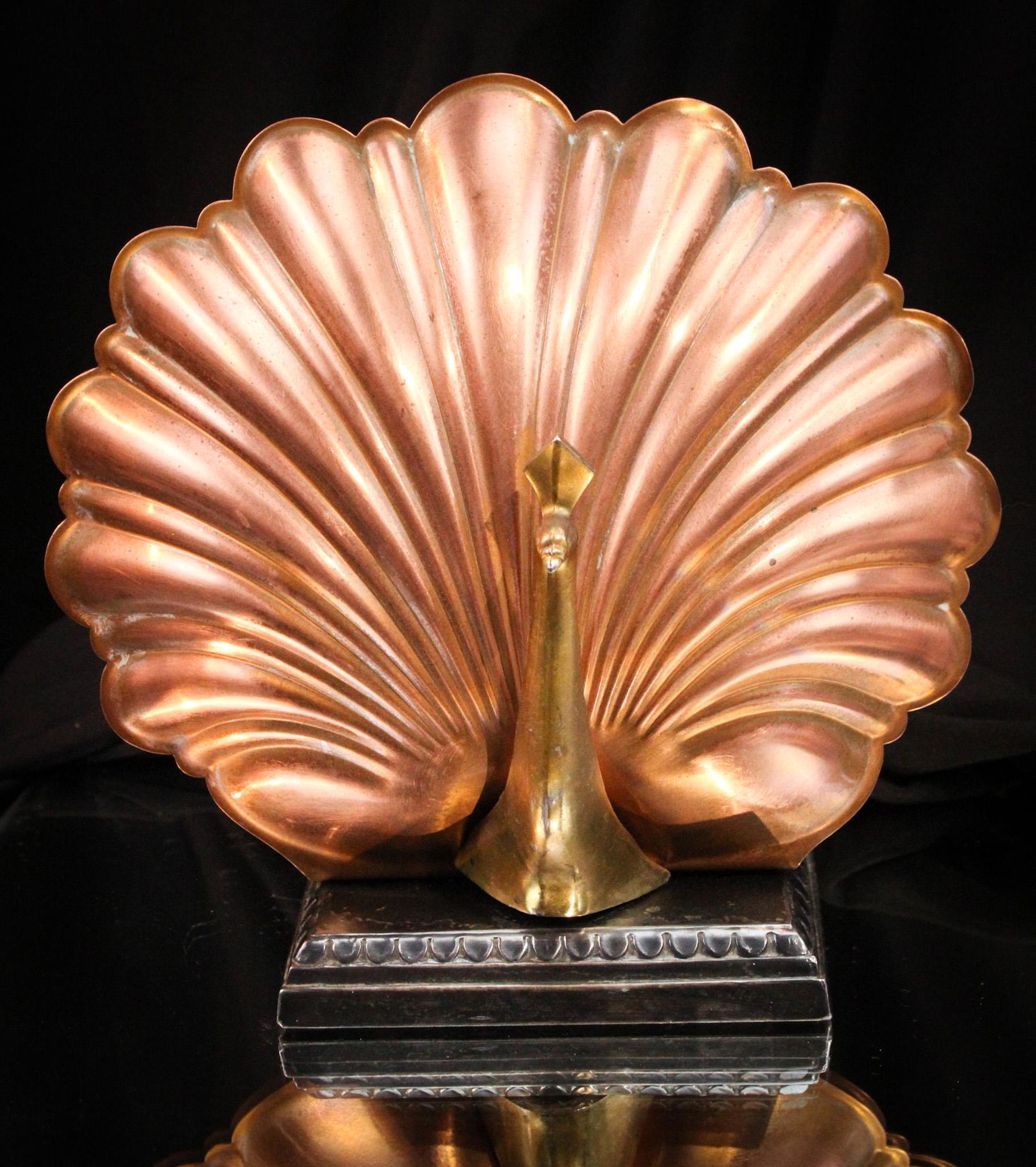 Proud as a Peacock Art Deco Copper & Brass Lamp (1 of 5)