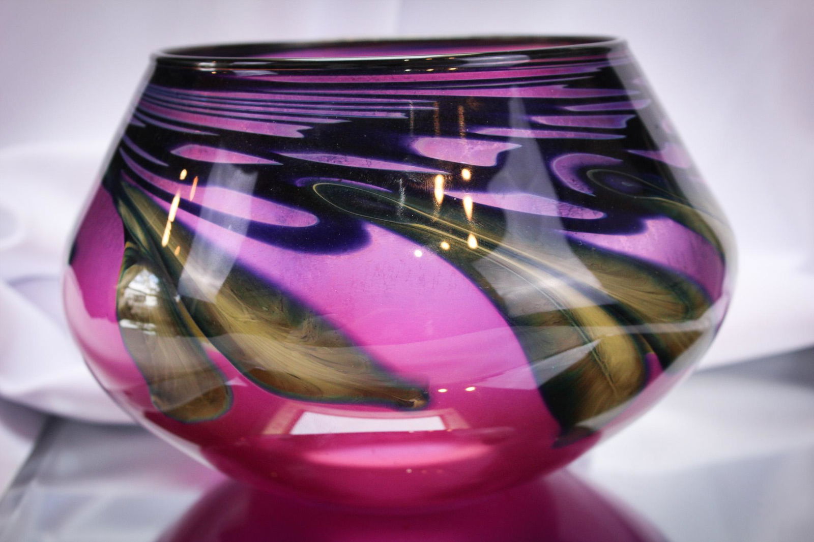 Charles Lotton 1986 Lavender Vase with Leaves (1 of 8)