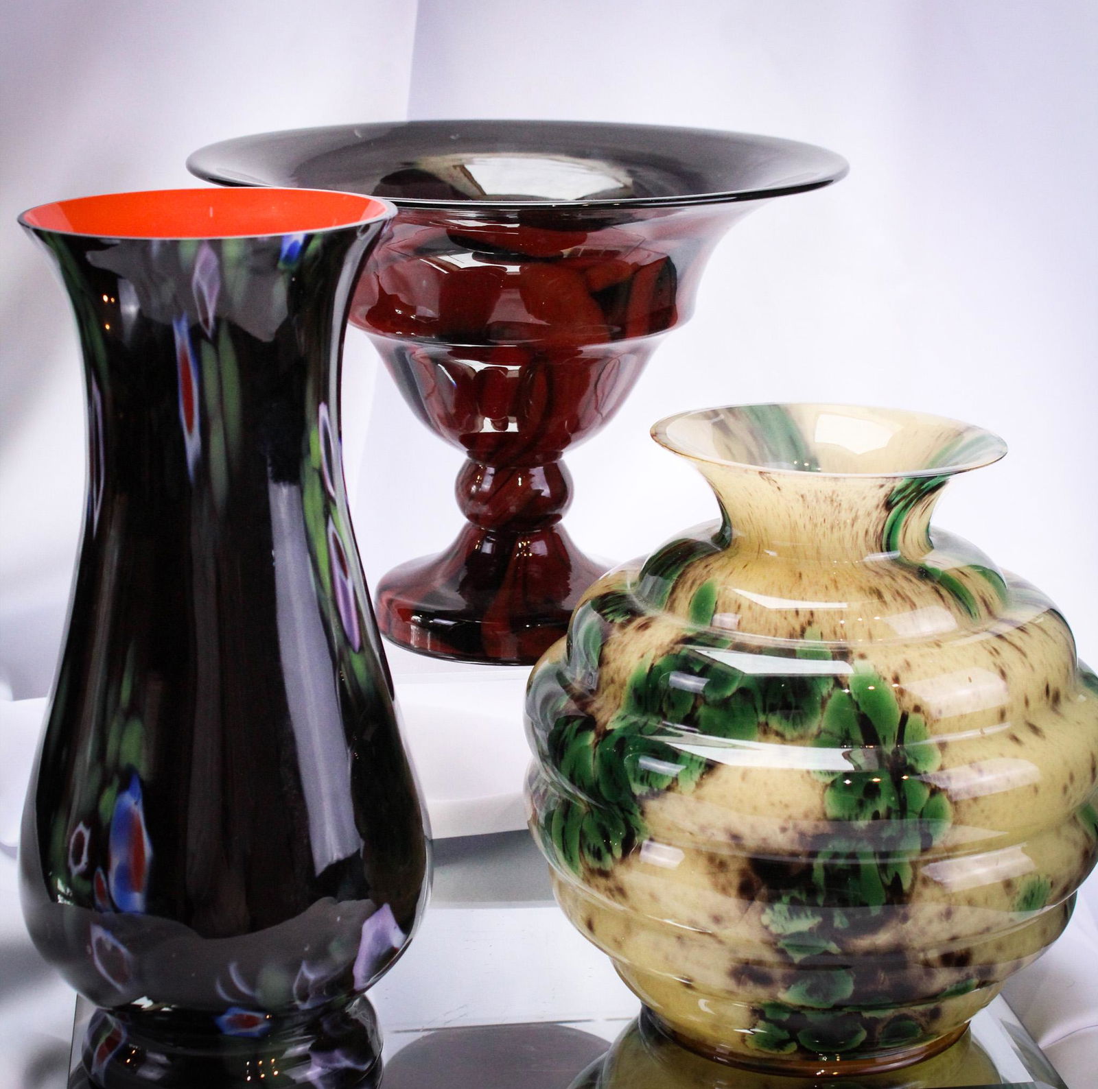 3 pc Lot Czech Art Glass Vases (1 of 11)